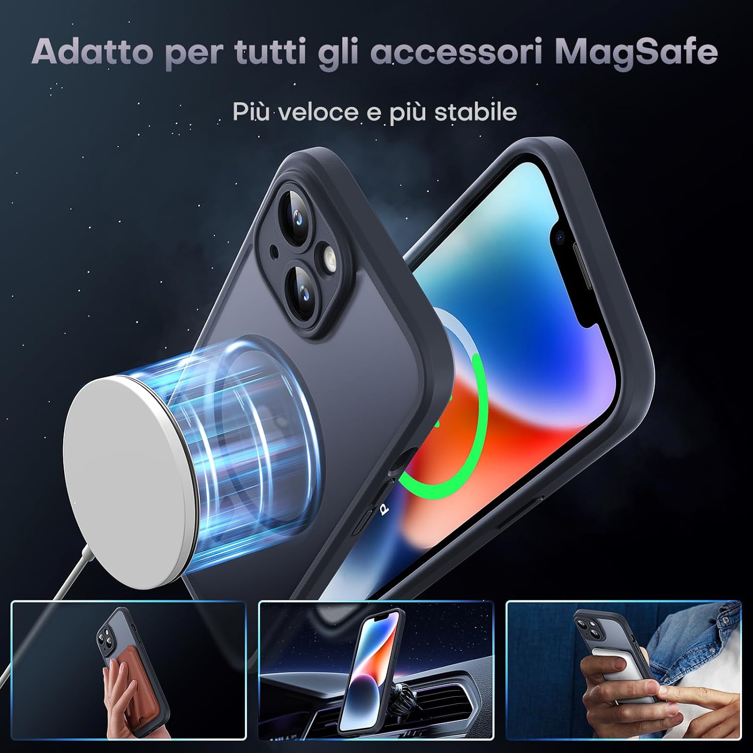 Thumbnail 2 de TOCOL Cover Magnetica per iPhone 14 da 6,1" con MagSafe e protezione fotocamera, nera