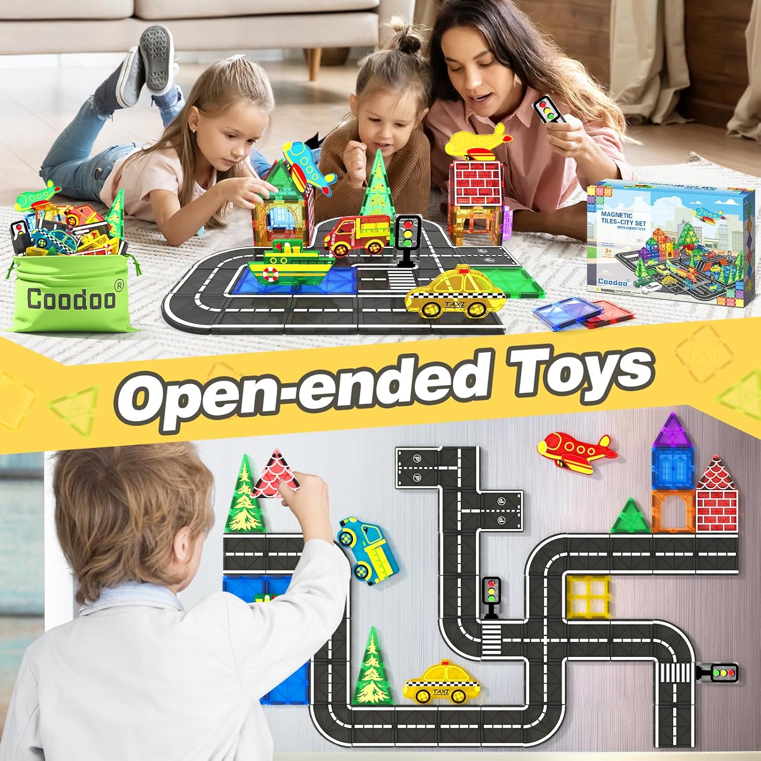 Detalle de Coodoo Magnetic Tiles City Road Set – Creative City-Building for Ages 3–5