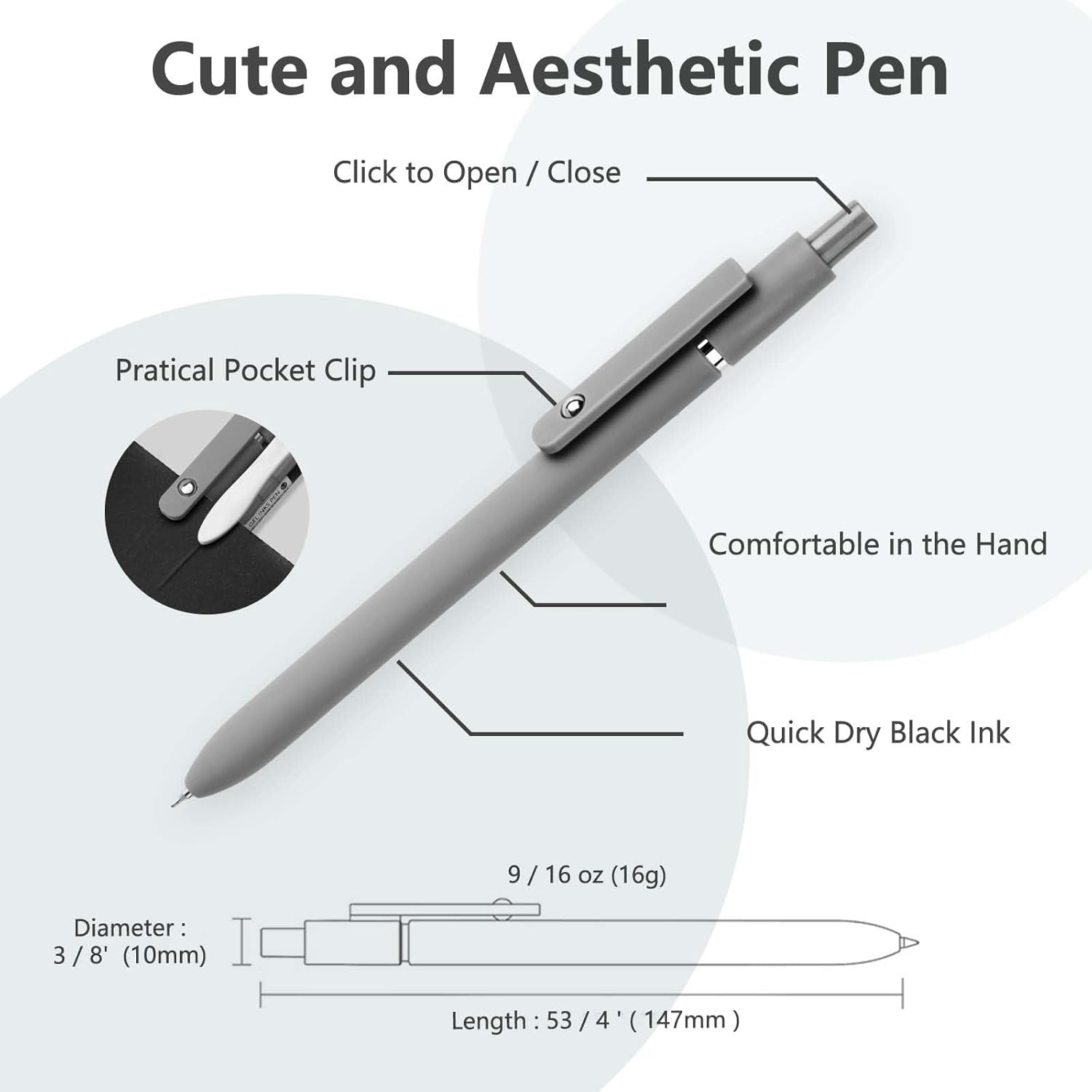 Detalle de MIUTME Gelstifte 6er-Set – Einziehbare 0,5 mm Gelschreiber mit schnelltrocknender Tinte
