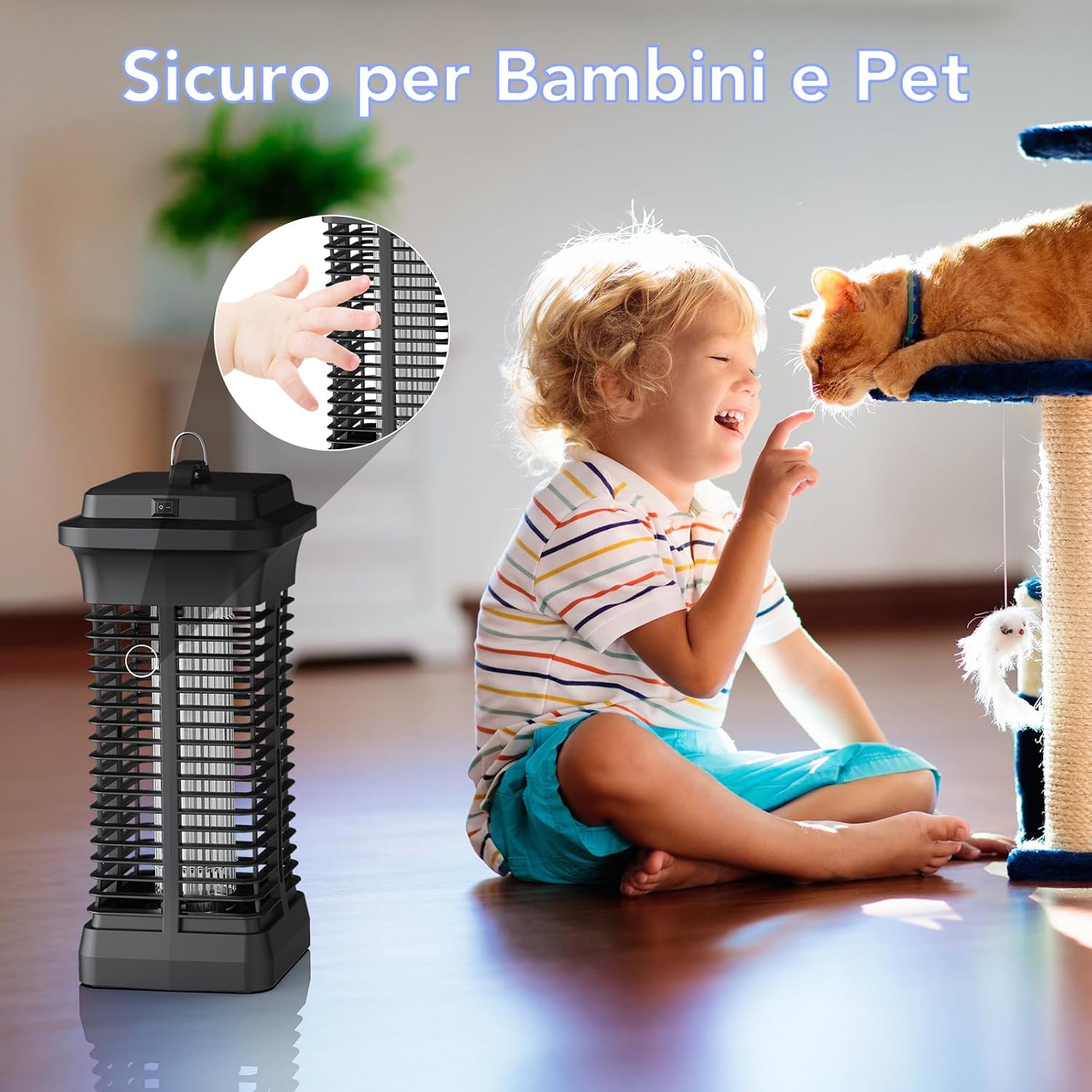 Detalle de Lampada Antizanzare Elettrica 6W con Zanzariera UV 1000V per Interni