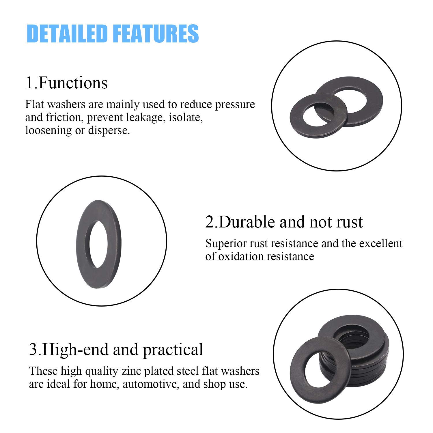 Thumbnail 2 de TAIANJI 684-teiliges Unterlegscheiben-Set flach & Sicherungsscheiben (M2 bis M12) in Gitterbox