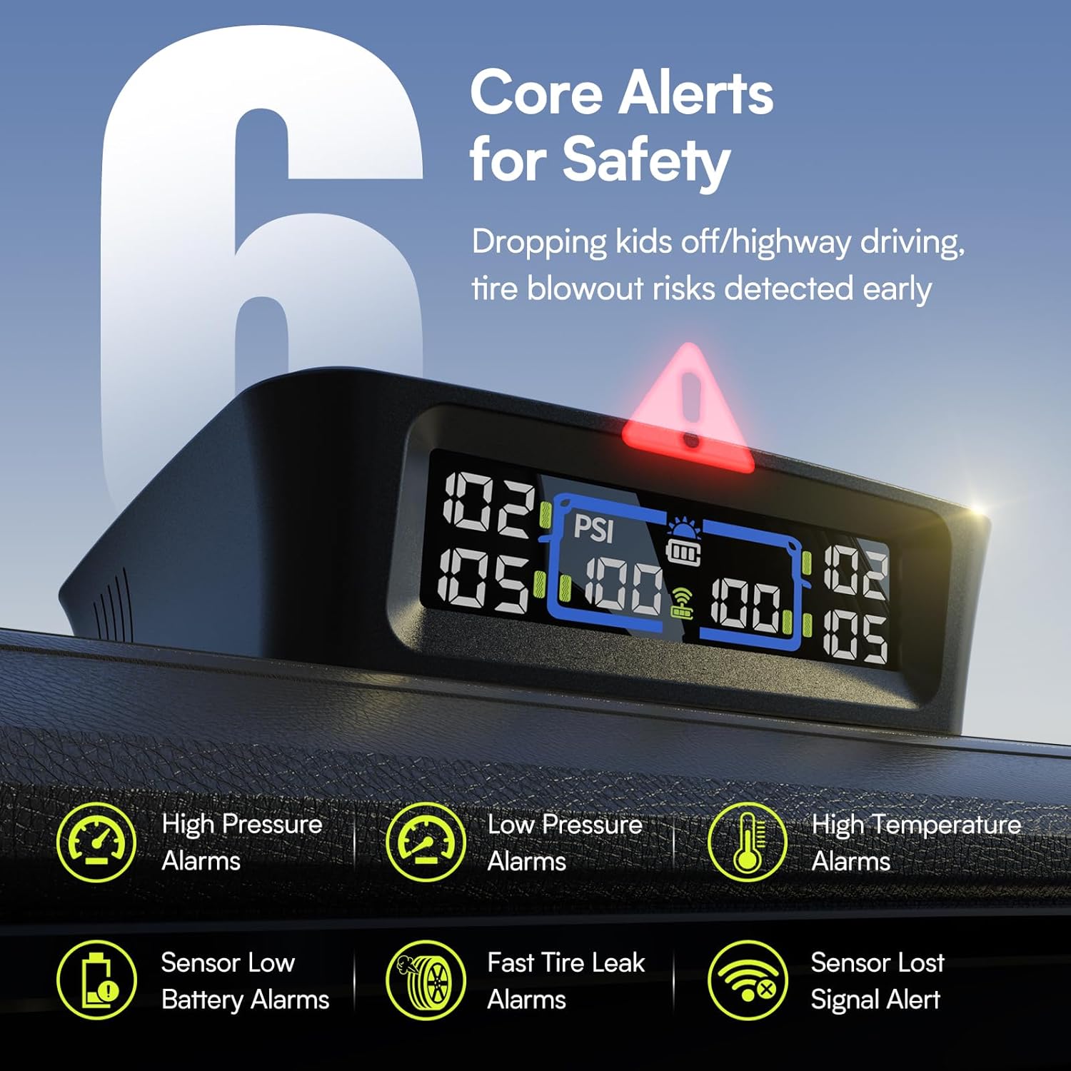 Detalle 2 de Tymate TM12 RV Tire Pressure Monitoring System (TPMS) with USB-C/Solar Charging, Set of 6 Sensors, 2026 Version