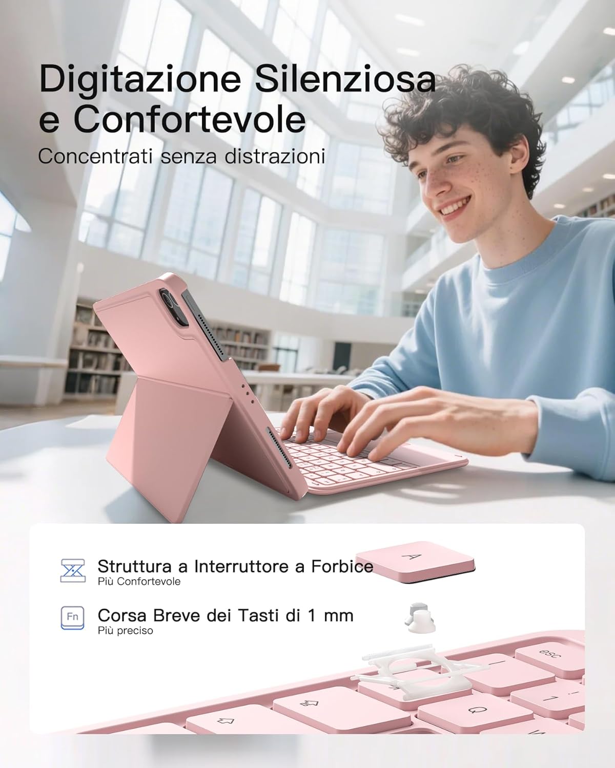 Thumbnail 6 de Inateck Custodia Tastiera per iPad 11a/10a Gen e Modelli Air Pro 11” – Tastiera Ultralight con Touchpad, Rosa AceTouch