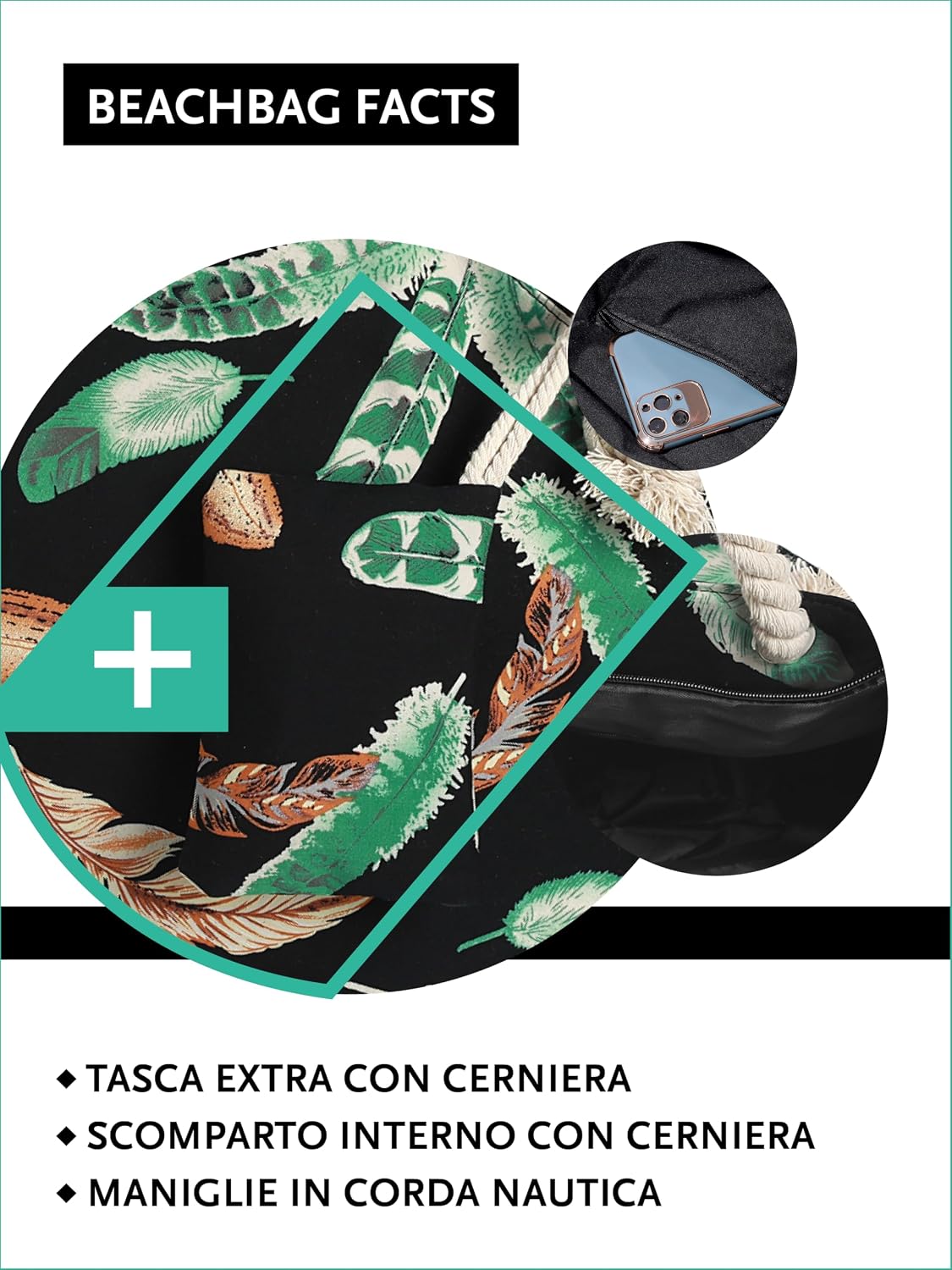 Thumbnail 2 de DonDon Grande shopper borsa da spiaggia 58 cm
