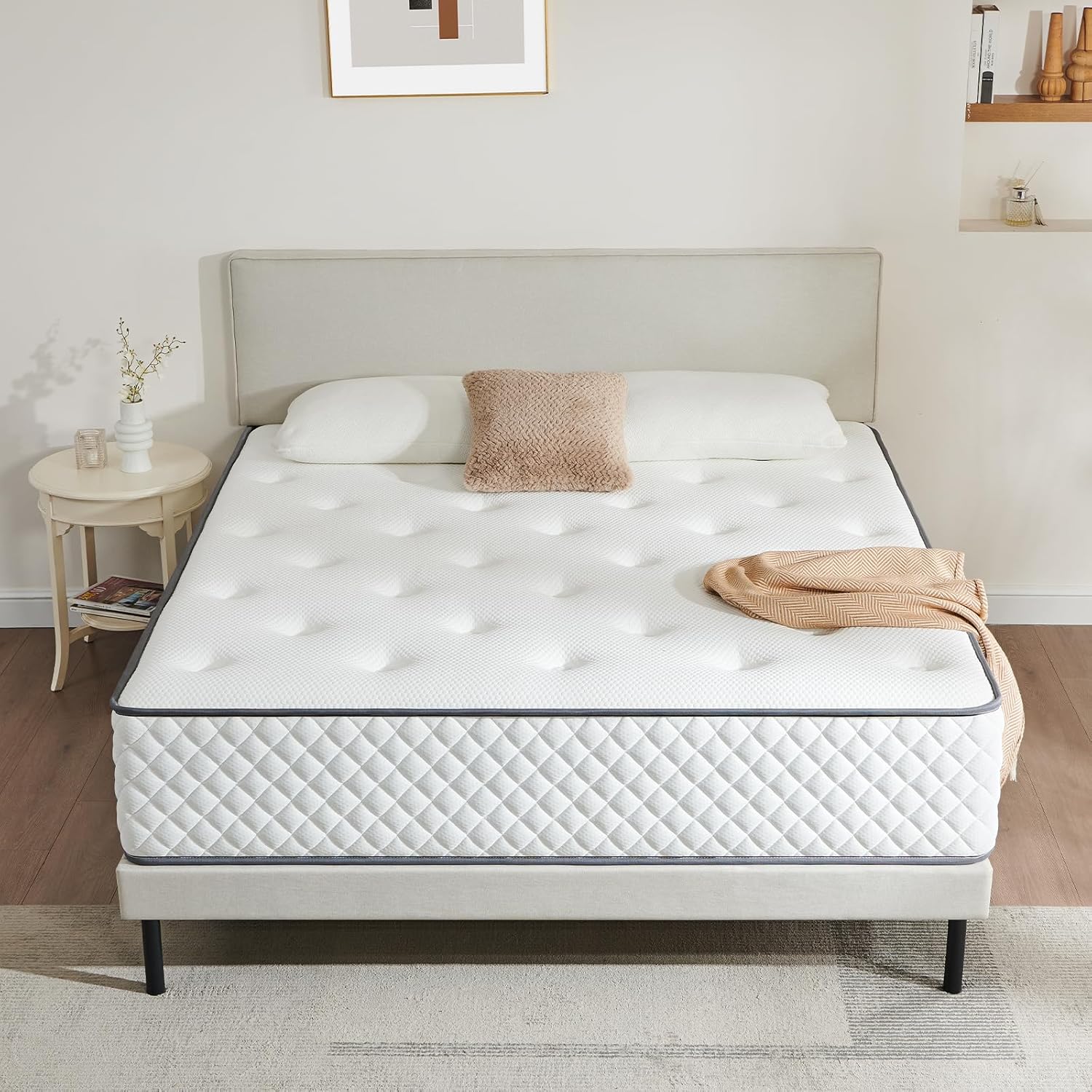 Detalle 2 de Sleremind Double Mattress: 7-Zone Hybrid Pocket Spring, Medium-Firm with Cooling Gel Memory Foam (135×190×22cm)