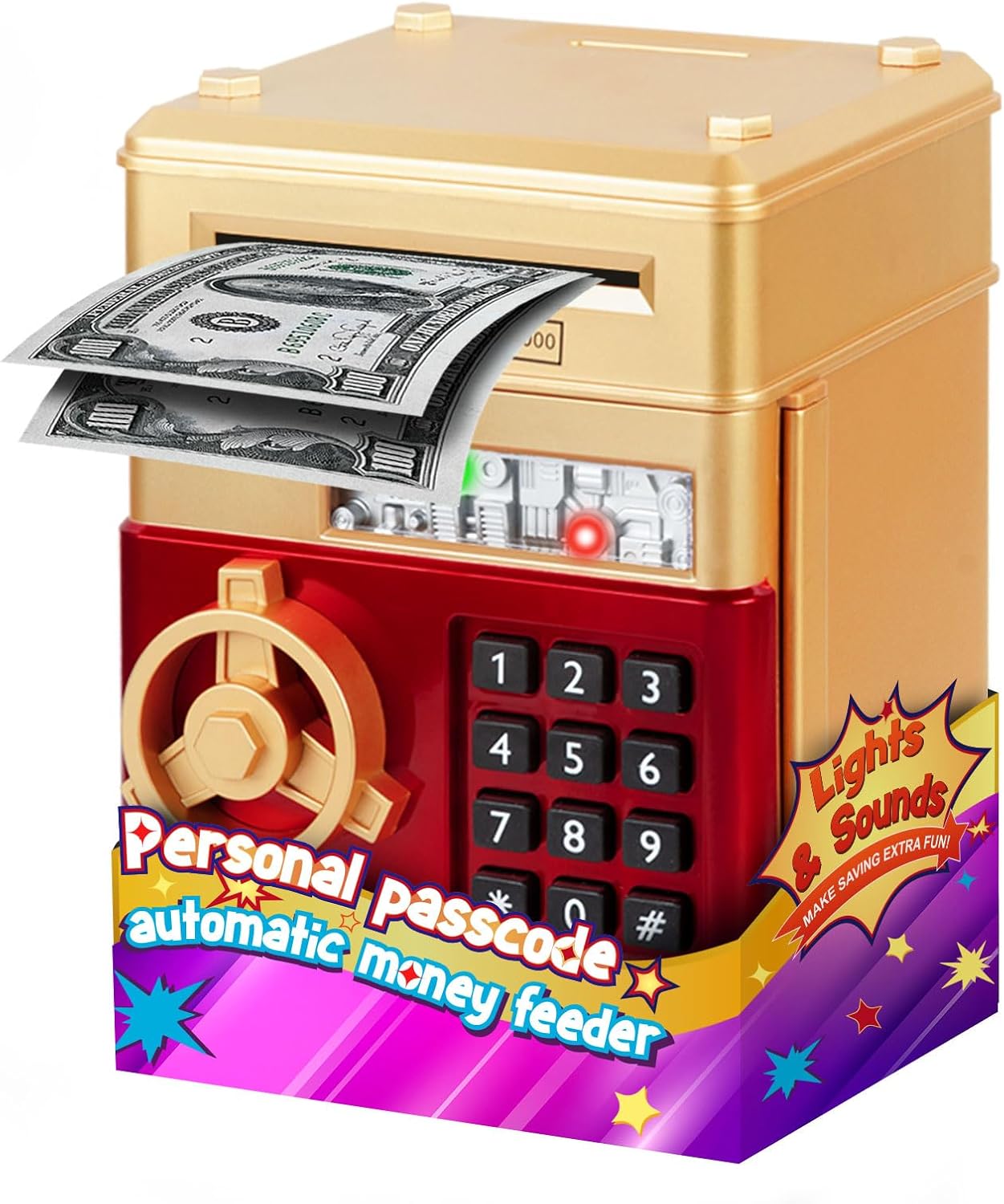 Thumbnail 5 de Refasy Kids Electronic Piggy Bank ATM Cash Coin Bank with 4-Digit Password (Age 3–12)