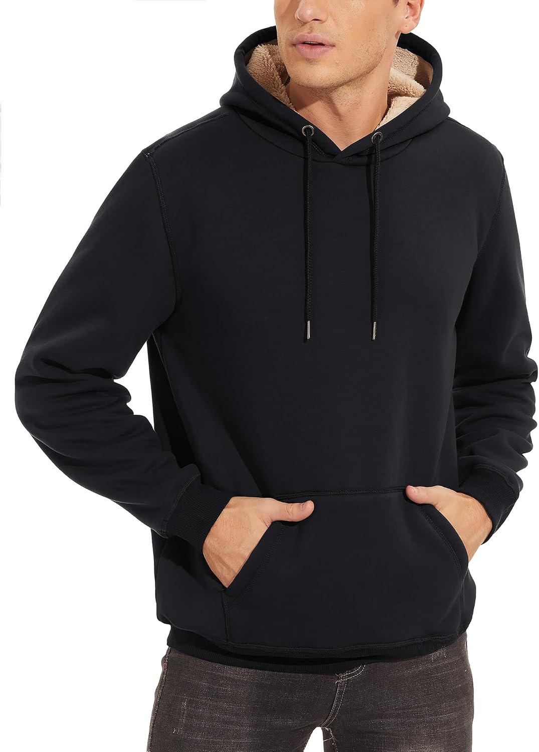 Detalle 2 de TACVASEN Men's Sherpa-Lined Pullover Hoodie with Kangaroo Pocket