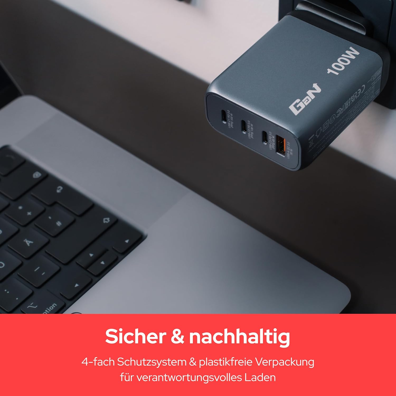 Thumbnail 6 de Verbatim GaN Charger 100 W – 4 Ports USB-C/USB-A, kompakt, schnell und reisefreundlich