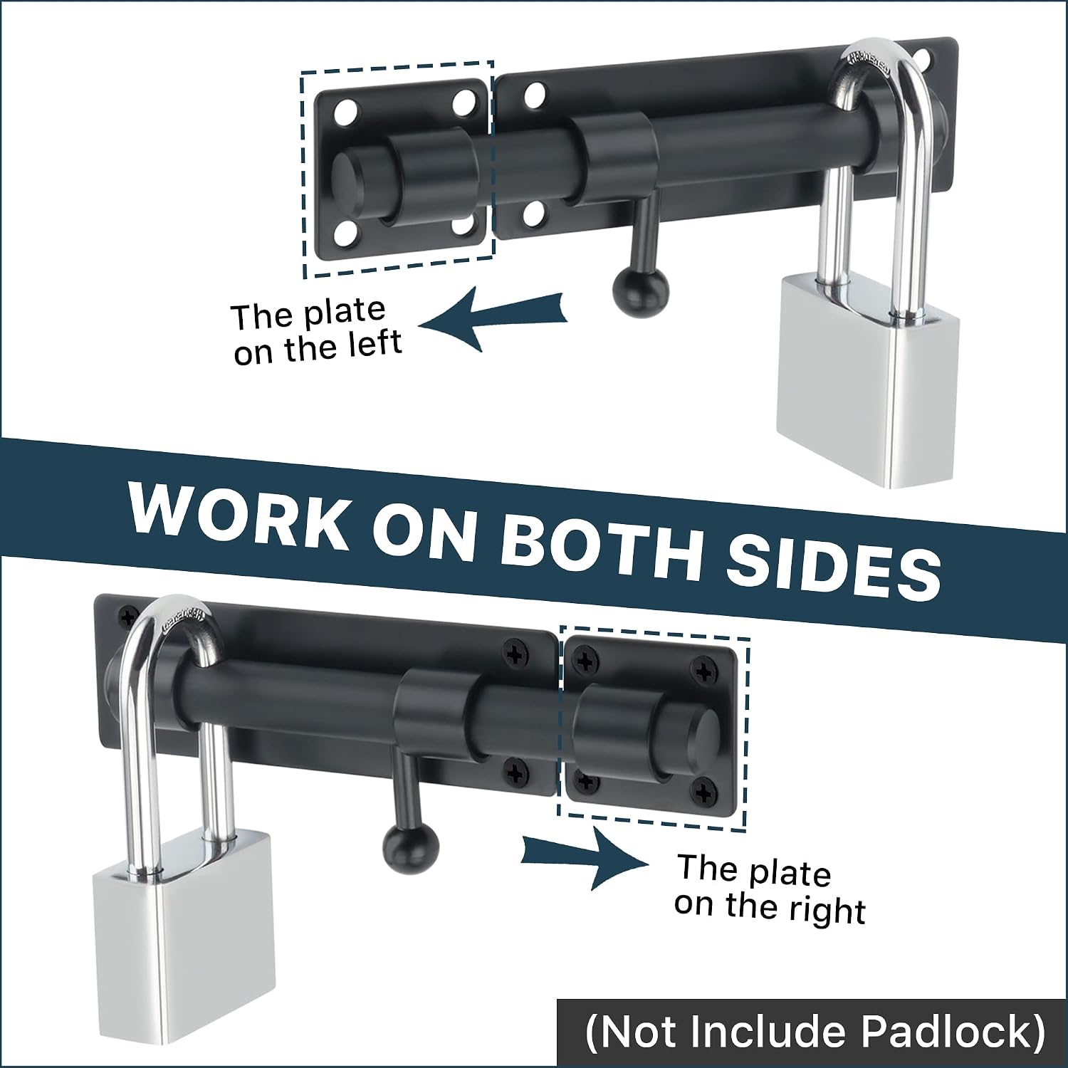 Thumbnail 3 de Sayayo EMS8000-B Slide Gate Latch Bolt — 150mm, 16mm Ø Bar, SUS304 Stainless Steel, Matte Black