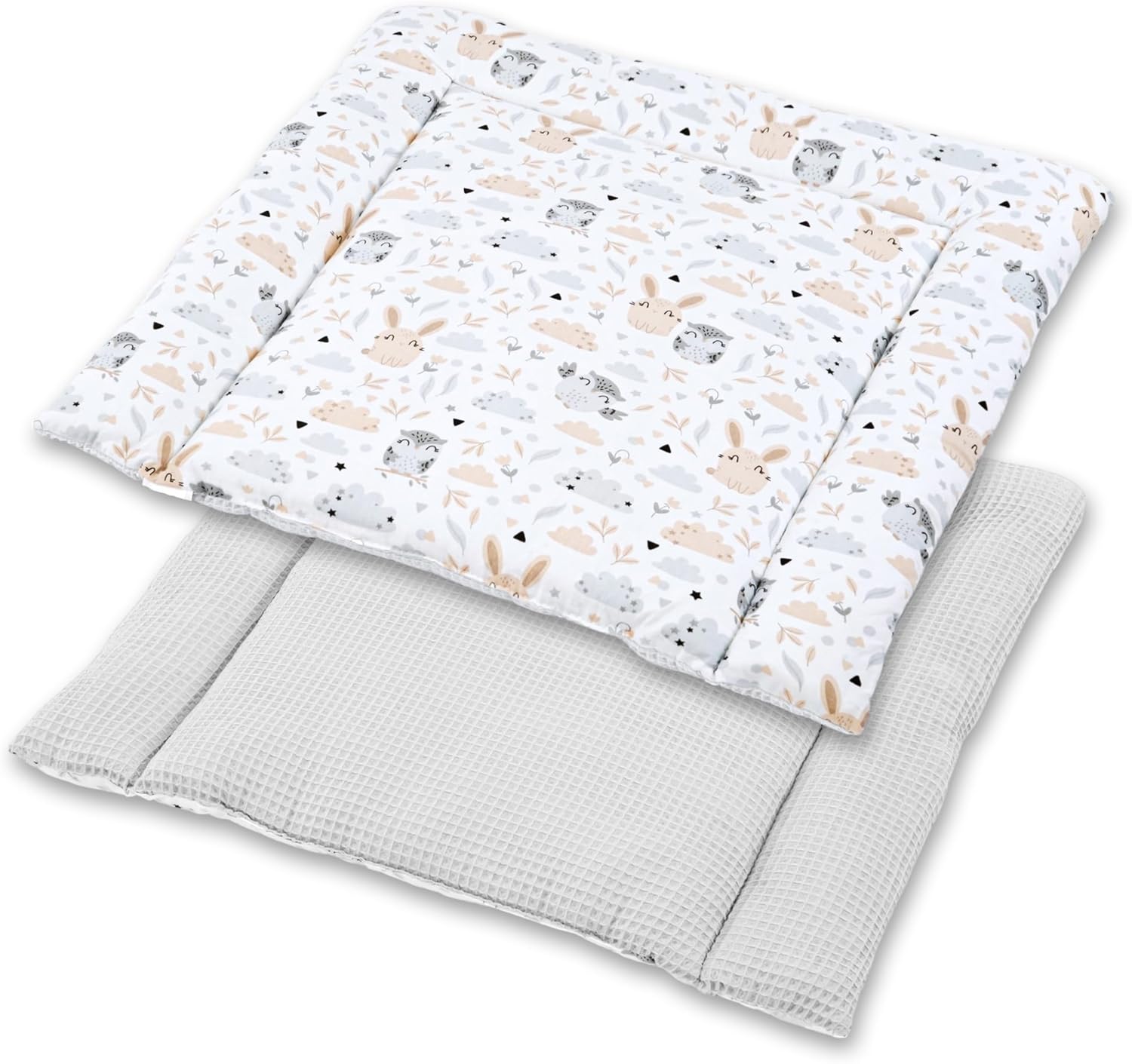 Detalle de Materassino fasciatoio 75x72 cm in cotone lavabile con design Gufi – comodo e versatile per casa e viaggio