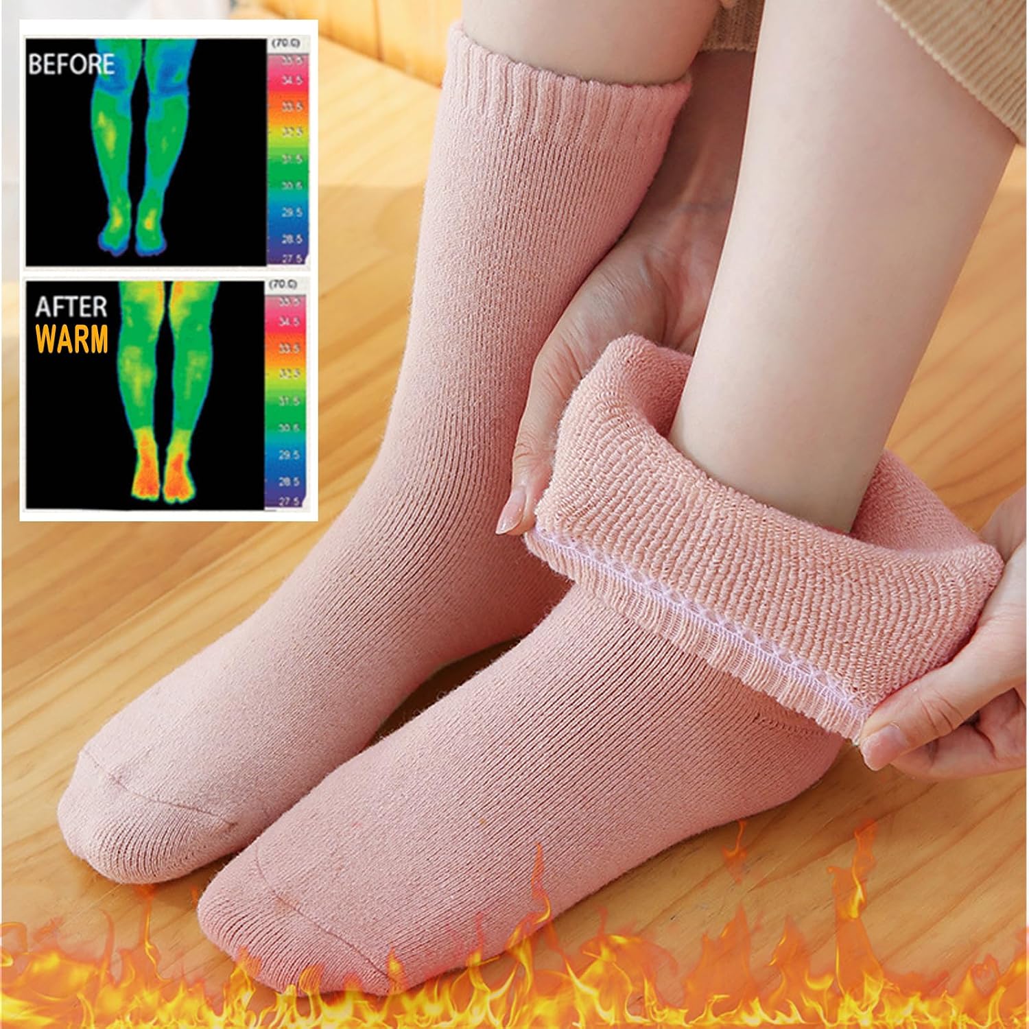 Detalle de VoJoPi VJP-WS-01 Women’s Wool-Blend Thermal Boot Socks, 5 Pairs