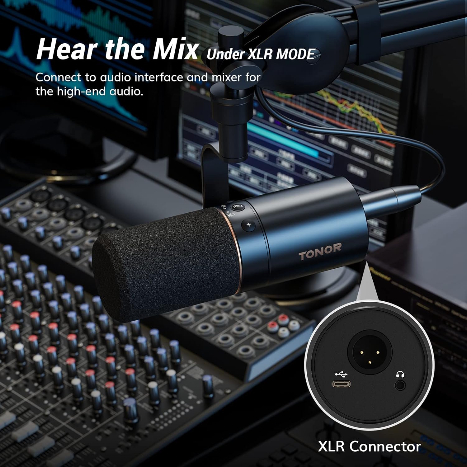 Detalle de TONOR TD510 Dynamic Podcast Microphone, USB/XLR, Cardioid Pickup and Mute
