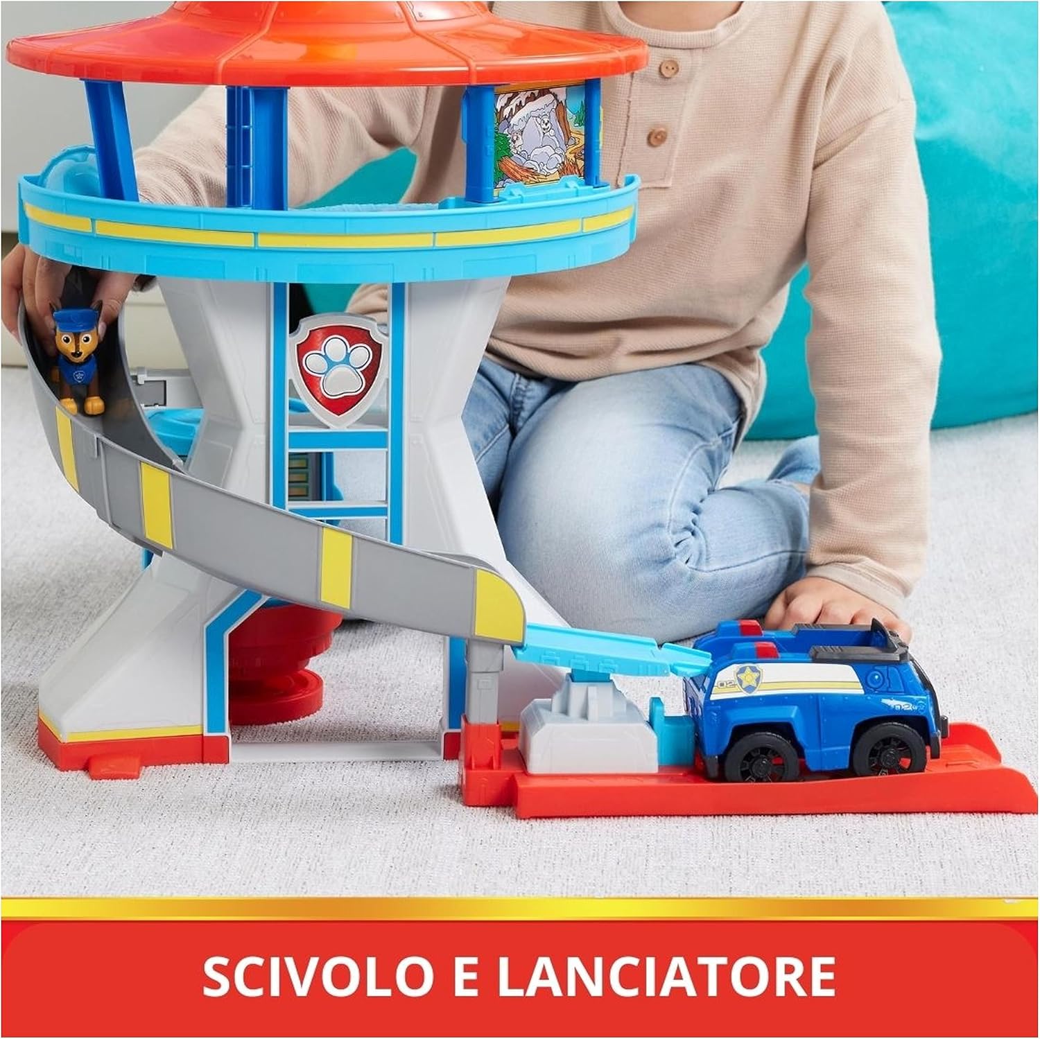 Detalle de Paw Patrol Quartier Generale con Lanciatore per Veicoli – 2 Personaggi Chase e Auto di Pattuglia