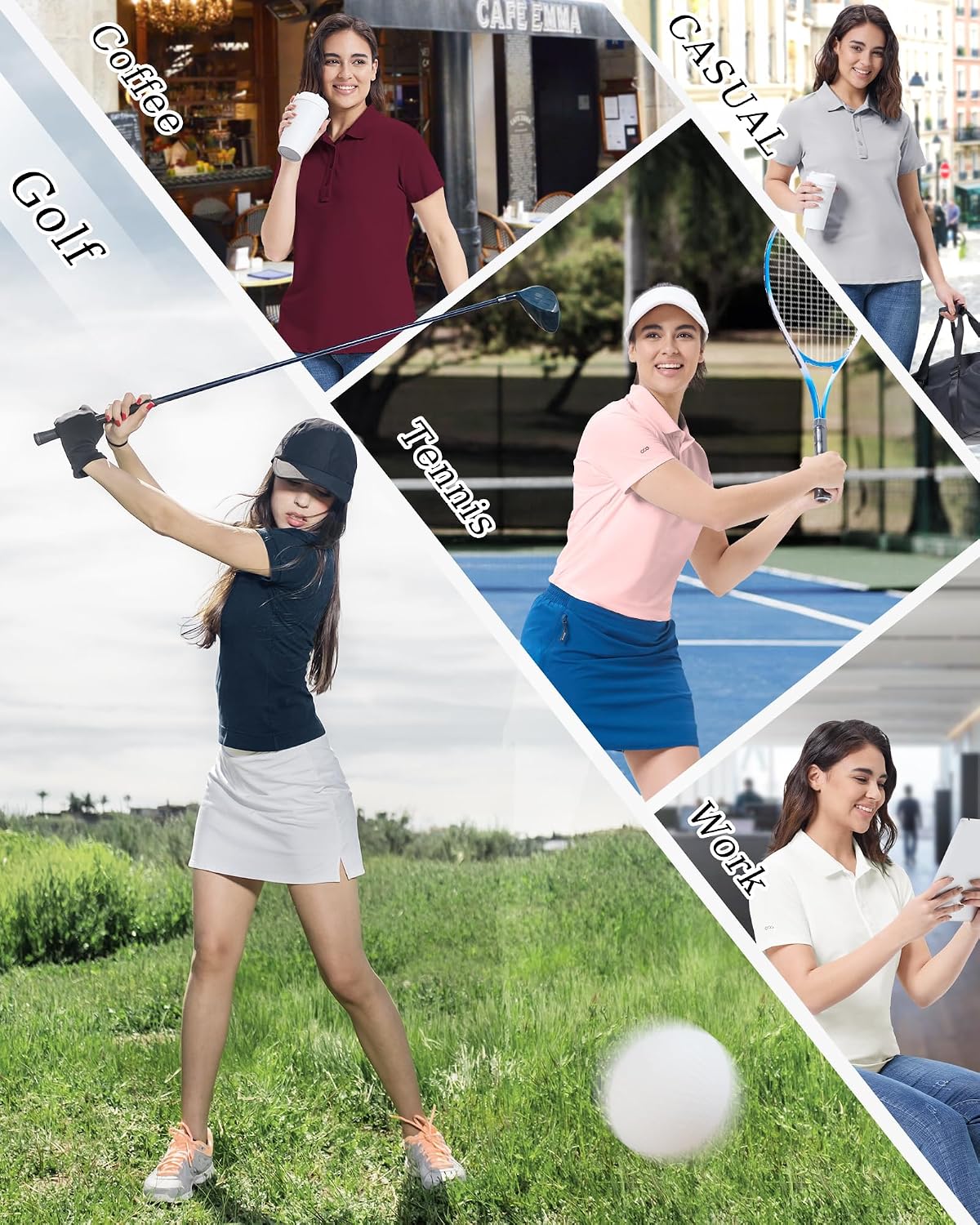 Detalle 2 de 33,000ft Damen Poloshirt Golf Shirt – UV-Schutz, Feuchtigkeitsmanagement & Schnelltrocknend