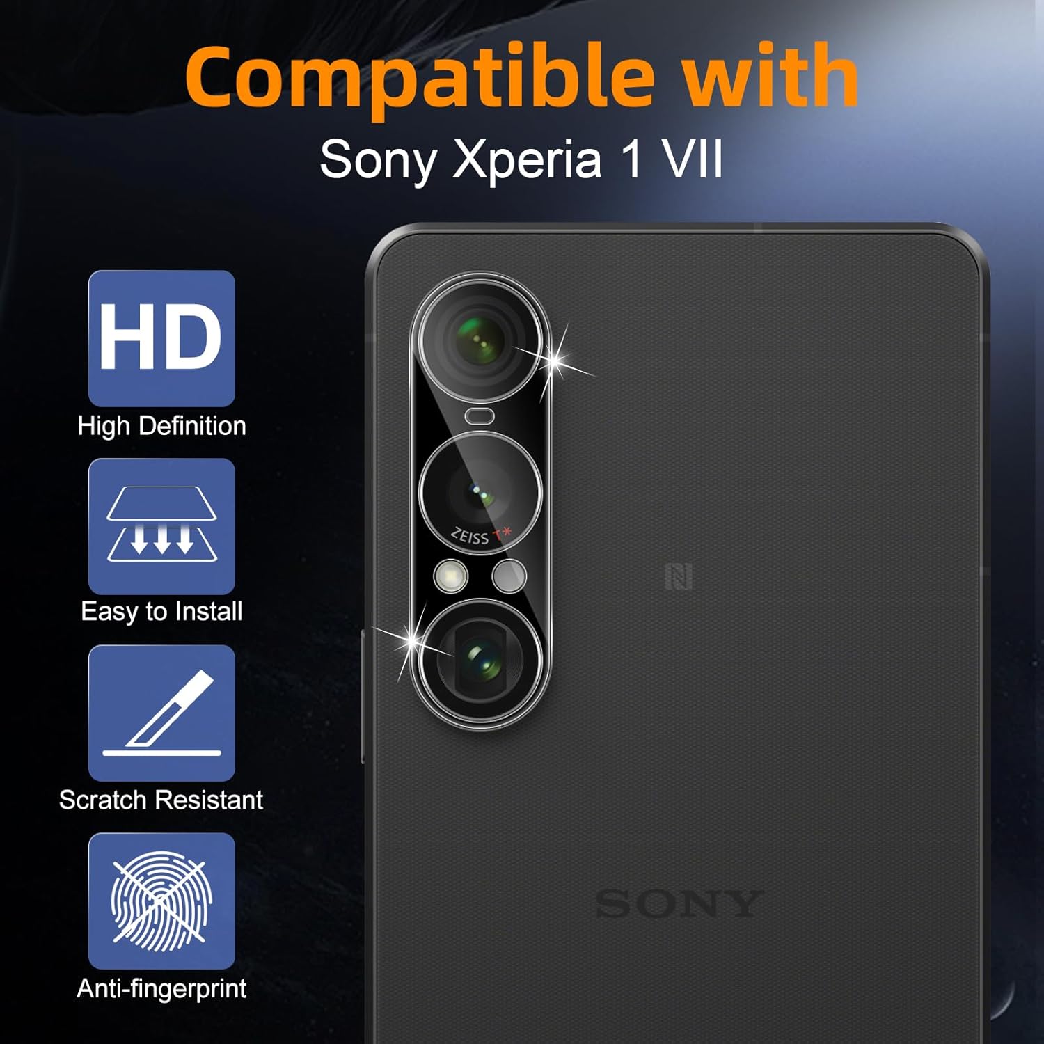 Thumbnail 1 de Vanrain Kameraschutz für Panzerglas für Sony Xperia 1 VII, 3 Stück – 9H Härte, Ultra-klare Linse