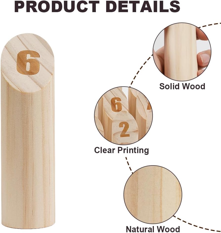 Thumbnail 2 de OSDUE Holz Zahlen Kubb-Spiel (Wikinger-Schach / Wurfspiel) für Outdoor-Partyspiele