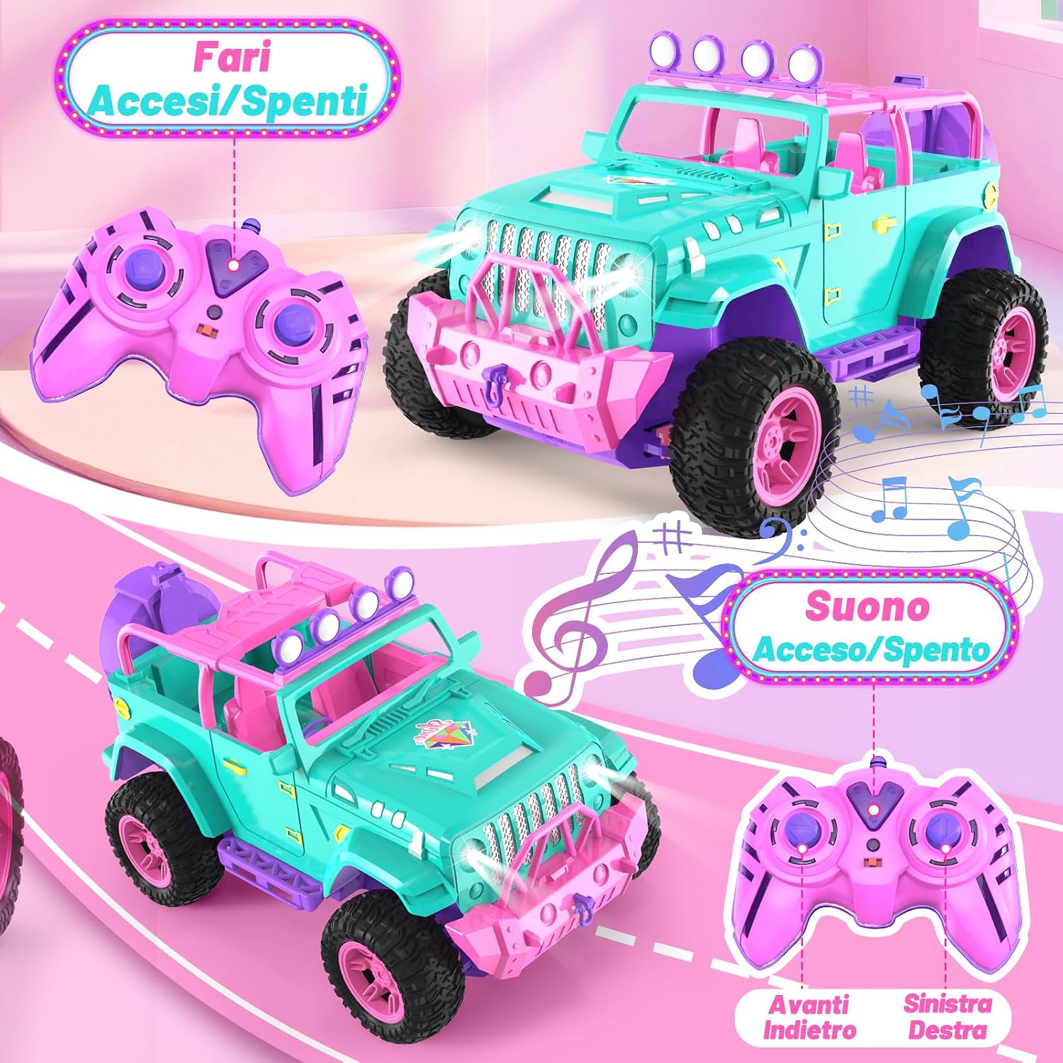 Thumbnail 3 de HappyGoLucky Macchina Telecomandata per Bambine con Bambola e Pegatinas – SUV 4x4 con Controllo Multidirezionale