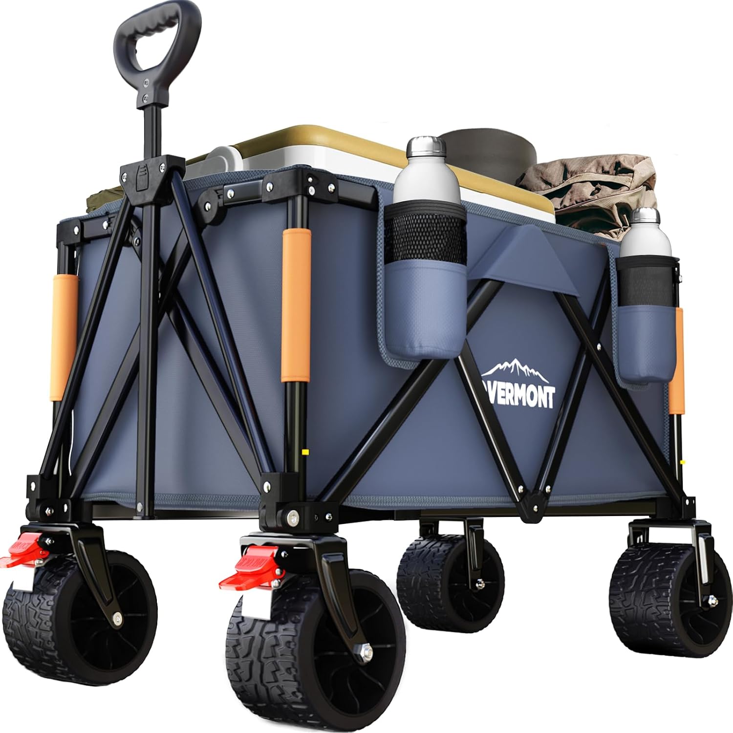 Thumbnail 6 de Overmont 150kg Festival Camping Trolley on Wheels – Heavy Duty Folding Beach Wagon Cart with Extra Wide Wheels