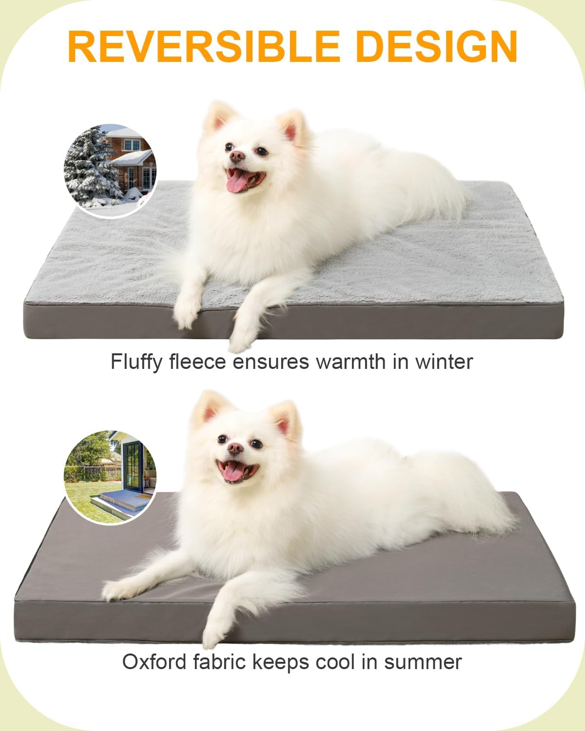 Thumbnail 3 de KSIIA Small Waterproof Dog Bed: Orthopedic Egg Foam Mattress with Removable Cover (58x43cm) in Grey