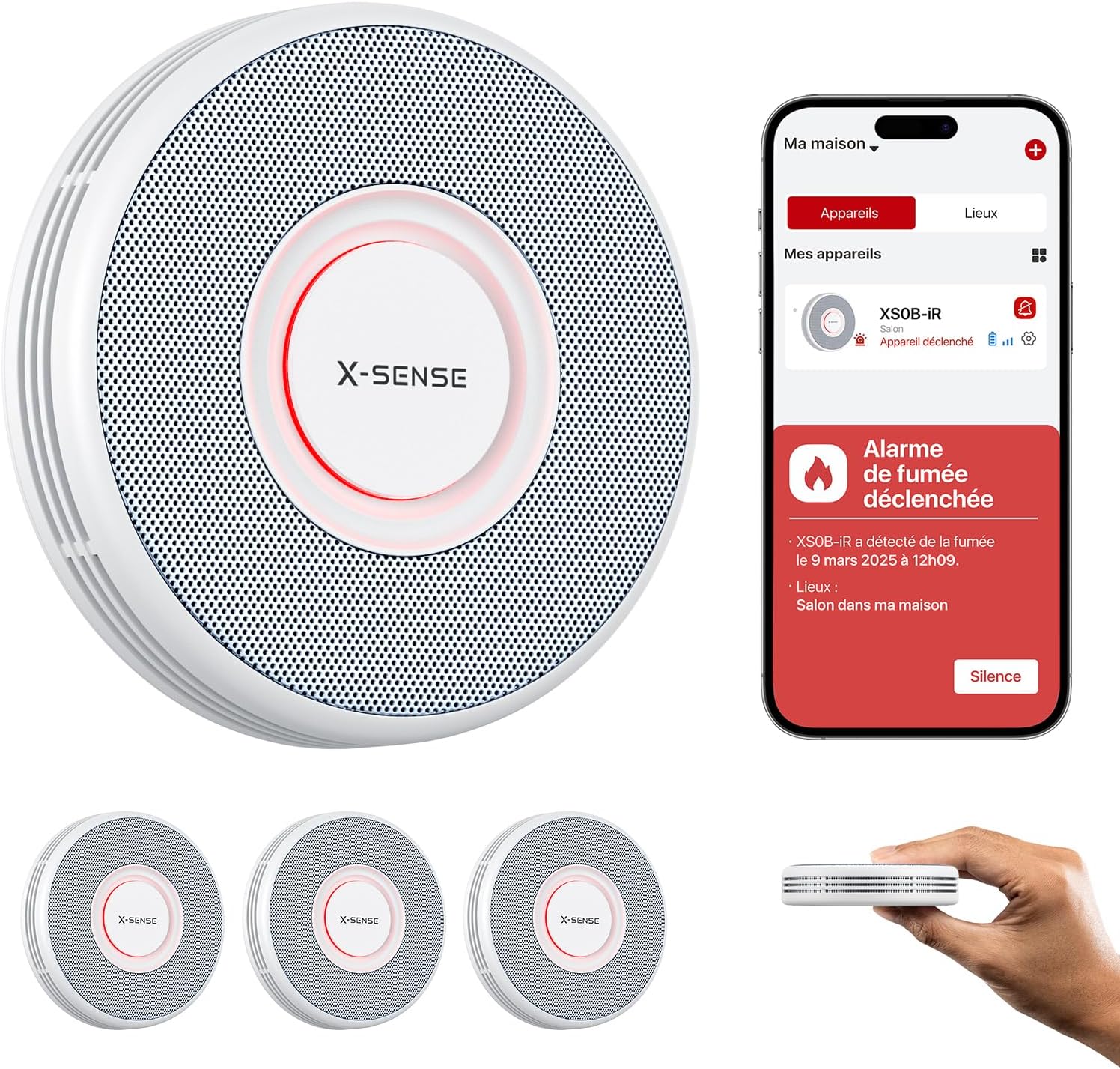 Detalle de XS0B-iR Détecteur de Fumée Connecté Wi Fi