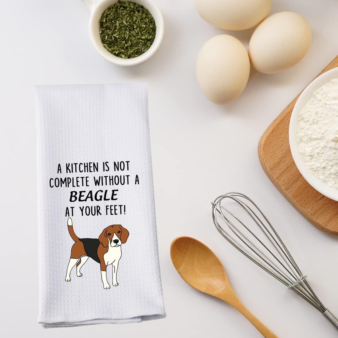 Detalle de Funny Beagle Dog Kitchen Towel – Waffle tea towel for beagle lovers (16" x 24")
