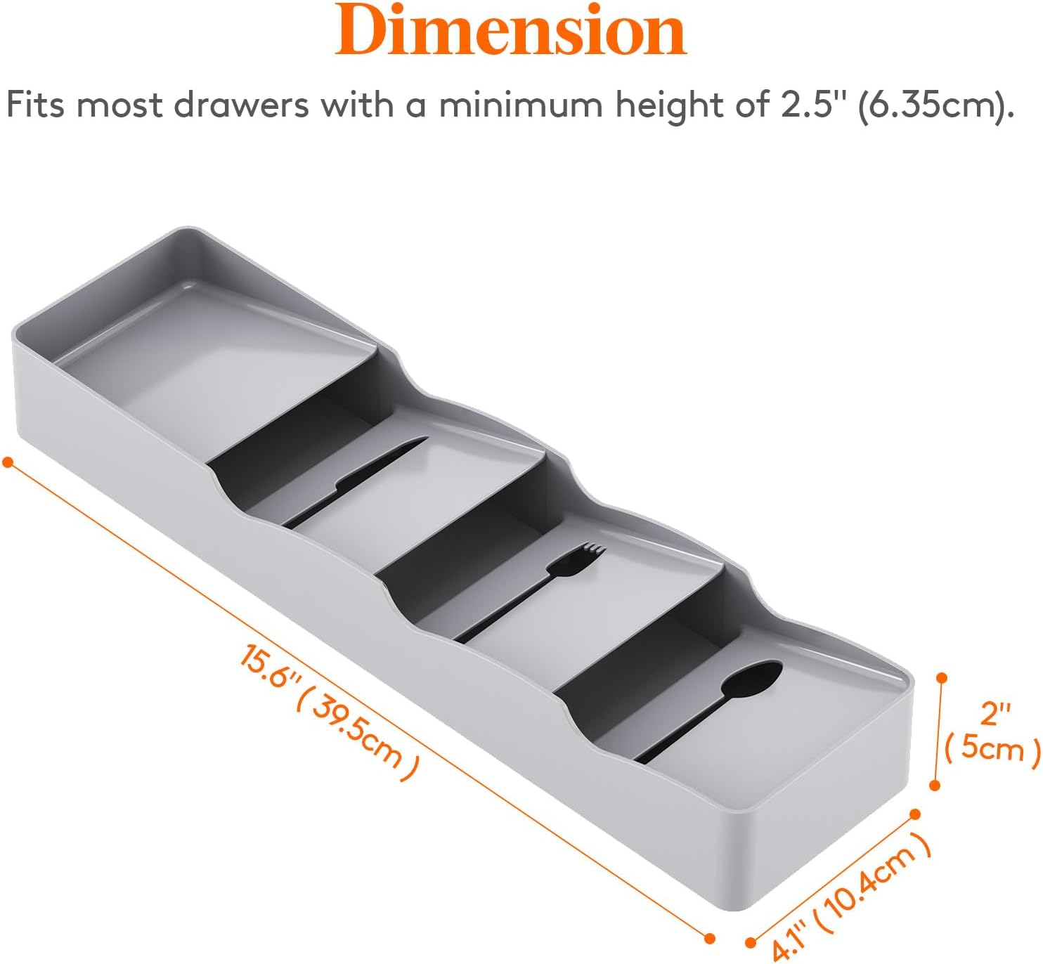 Detalle 2 de Lifewit 23036 Cutlery Drawer Organiser, 2-Pack Narrow Grey Trays