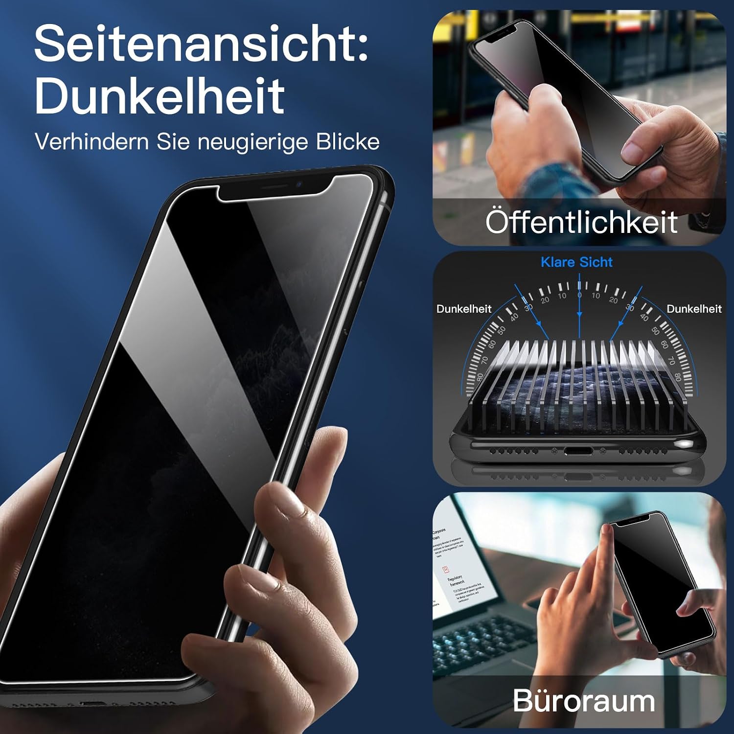 Detalle de NEW'C 3 Stück Sichtschutzfolie 5,8 Zoll für iPhone 11 Pro / X / XS – 9H Härte, Blasenfrei