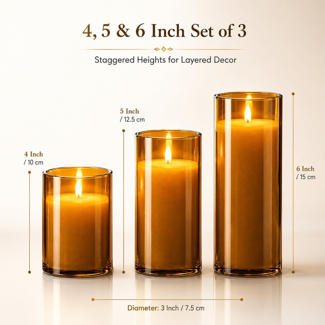 Detalle 2 de YINUO LED Candles 4 5 6in Set