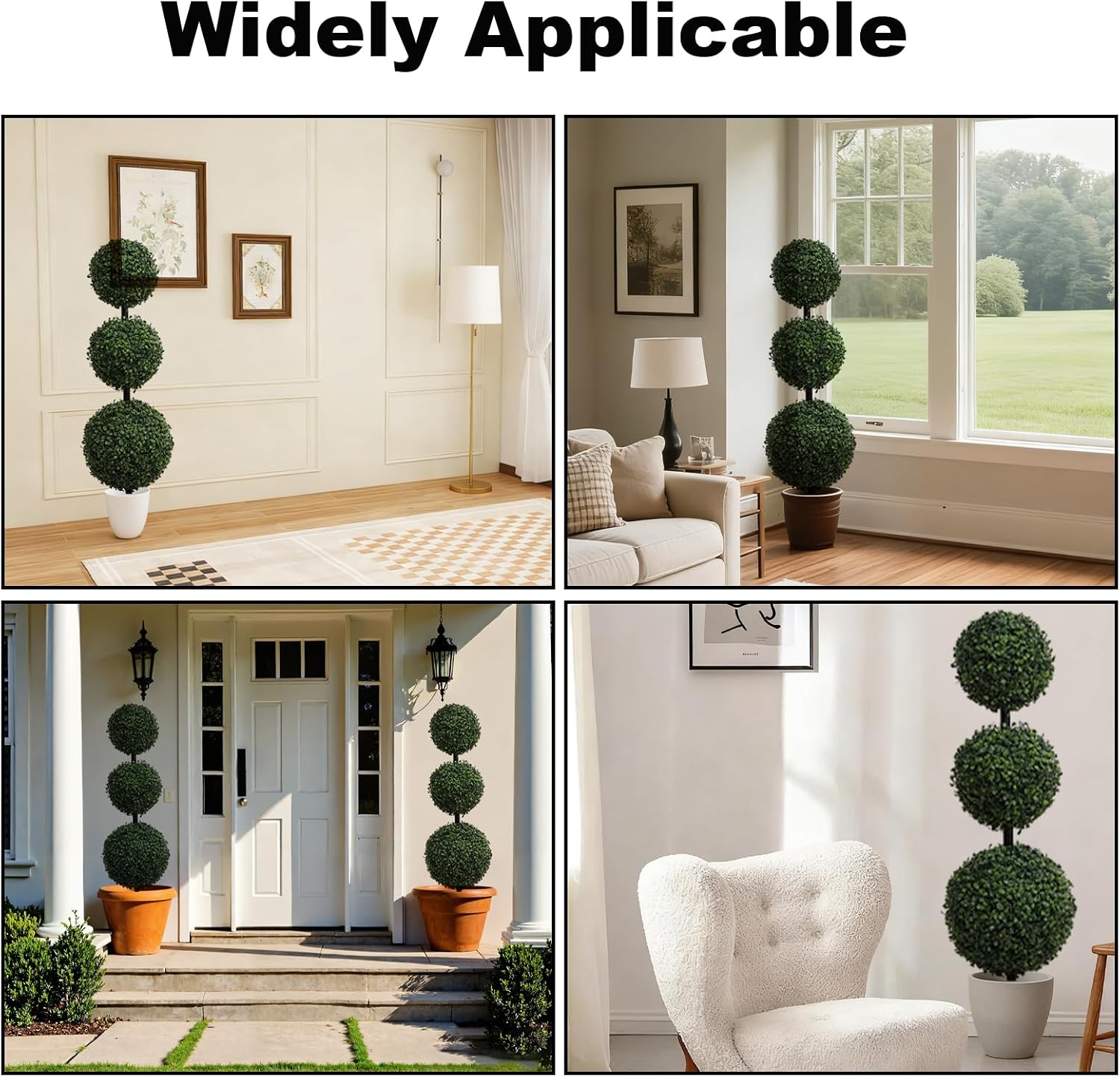 Detalle de momoplant Artificial Boxwood Topiary Ball Trees, 3.3ft Set of 2 – Durable, Ready-to-Display Indoor/Outdoor Decor