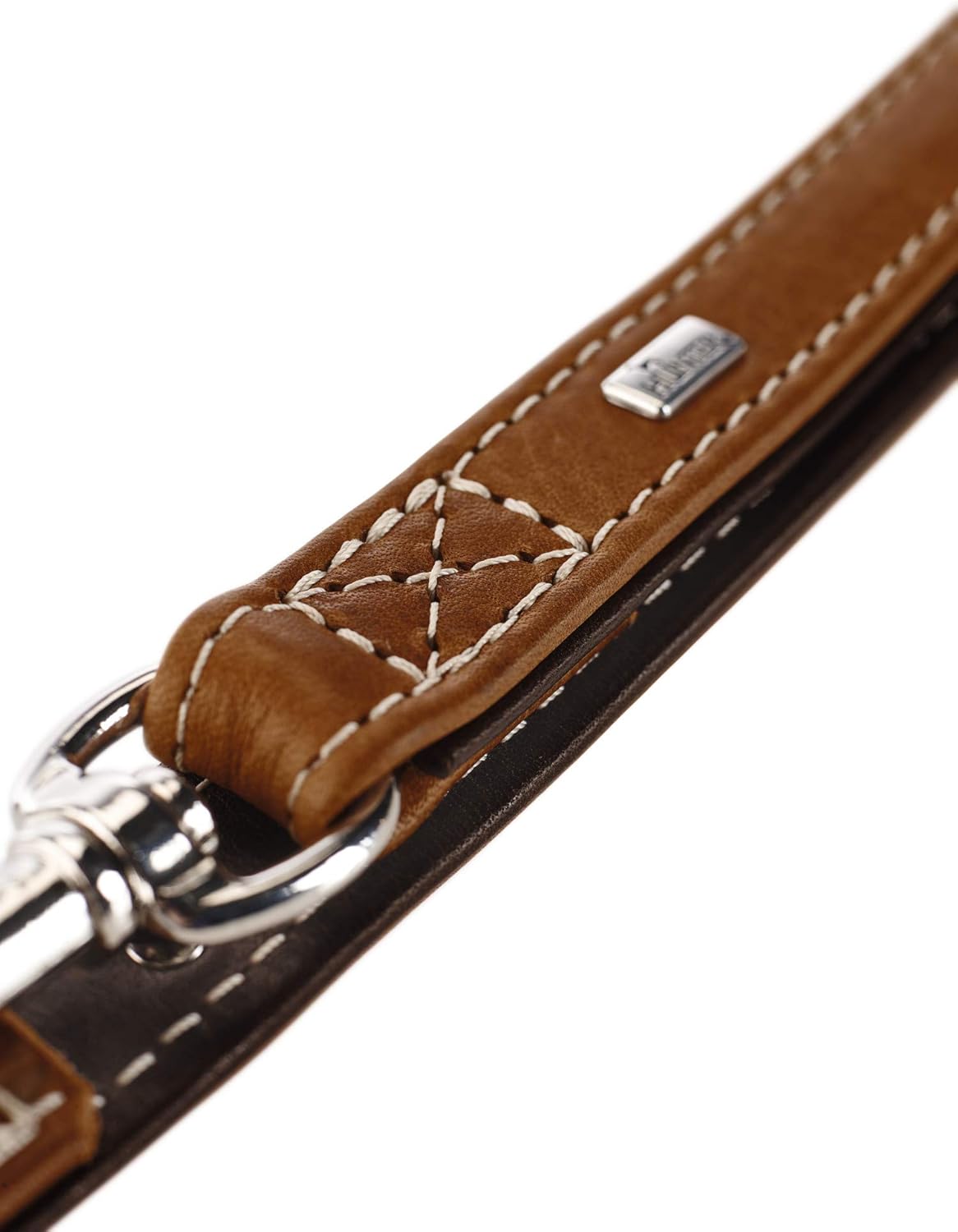 Detalle de HUNTER TARA Verstellbare Hunderführleine aus Leder – rustikal, wetterfest und robust (1,5 cm x 200 cm) in cognac/dunkelbraun