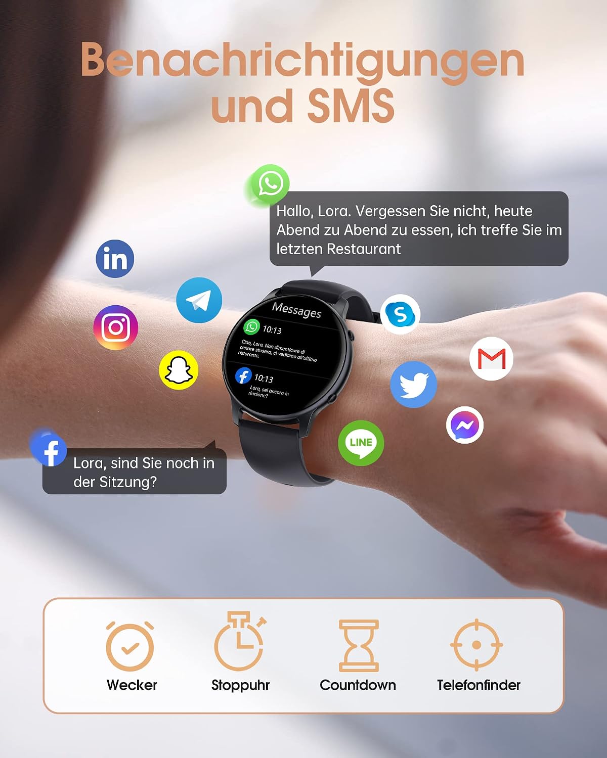 Detalle de TUYOMA Smartwatch – 1,3" Touchscreen Fitness Tracker mit Herzfrequenz, SpO₂ und Menstruations-Tracking