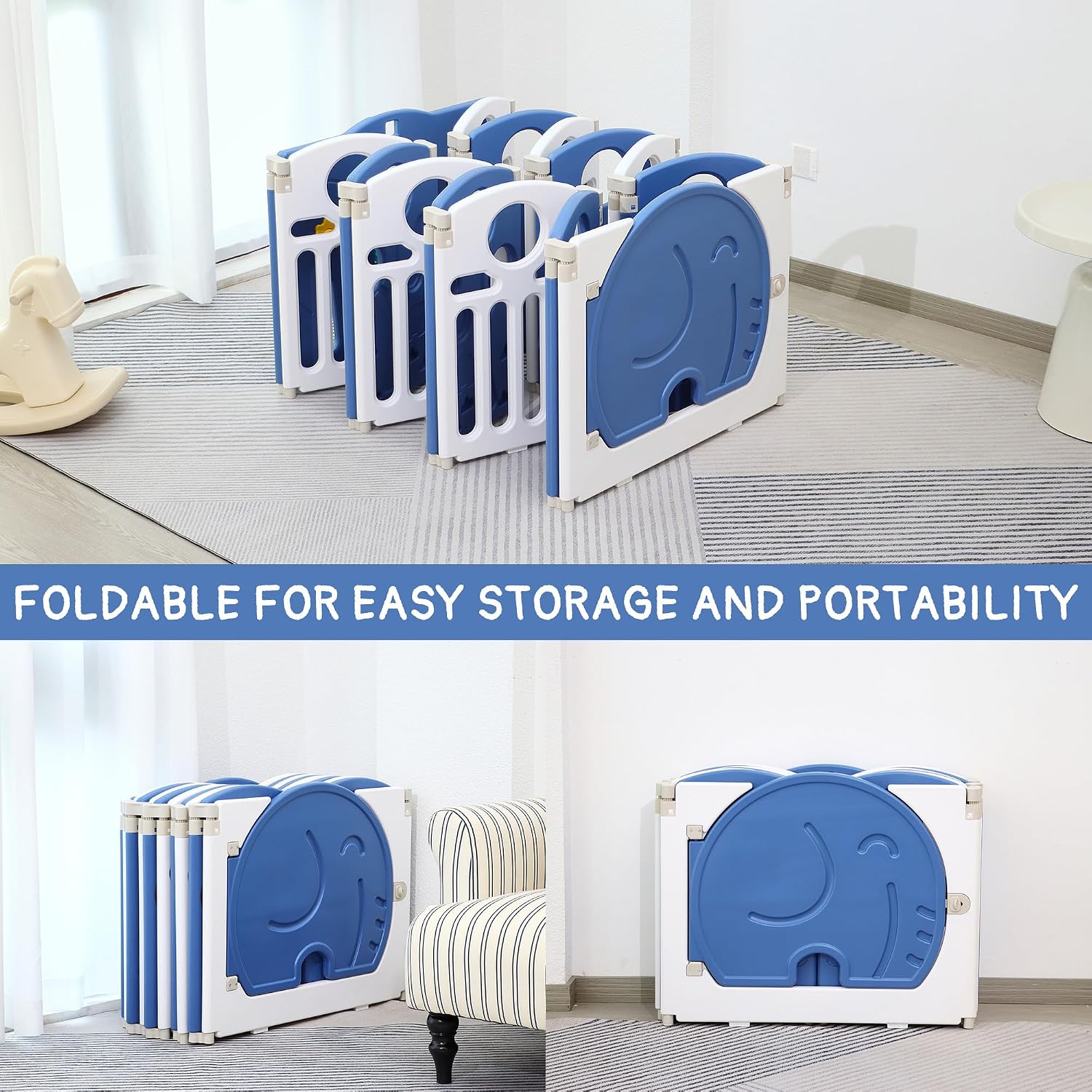 Detalle de HAPPYMATY 18-Panel Foldable Baby Playpen with Sensory Activity Panel