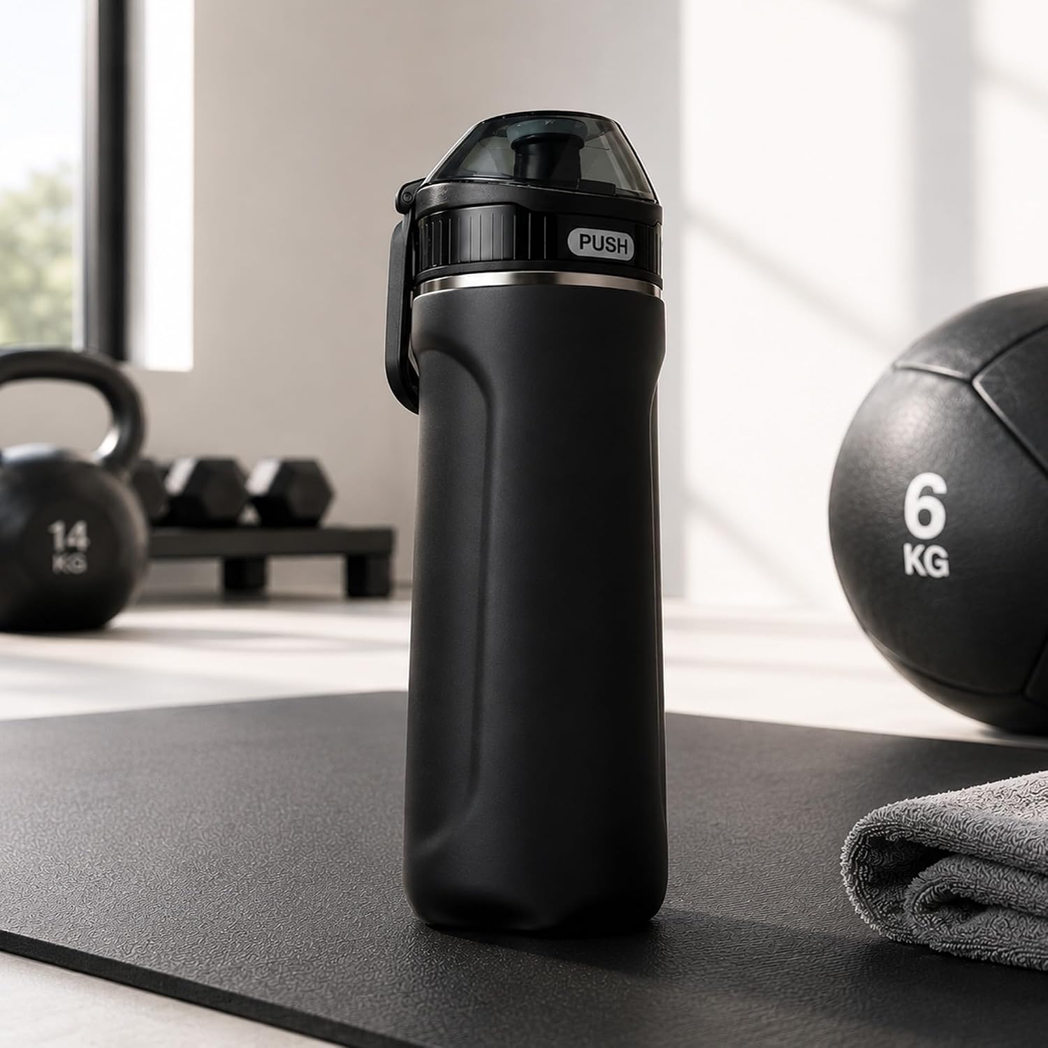 Detalle de SIPX SipX 18 oz Insulated Water Bottle with Straw Lid, Black Pearl