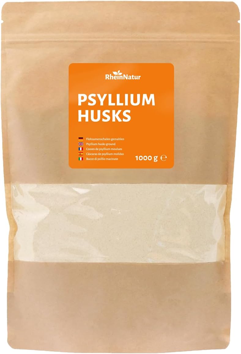 Detalle de RheinNatur Psylliumskal 1 kg – finmalet pulver för bakning, fiberrikt och växtbaserat