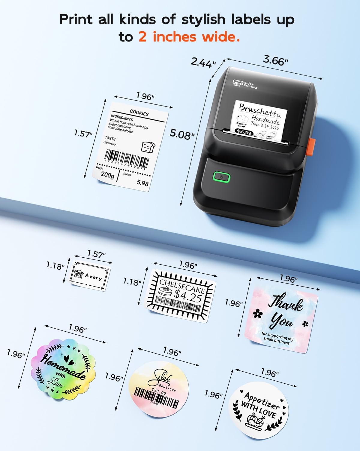 Detalle 1 de Ponek M100 Label Maker, 203 DPI Bluetooth Thermal Printer, 0.78–2-Inch Labels