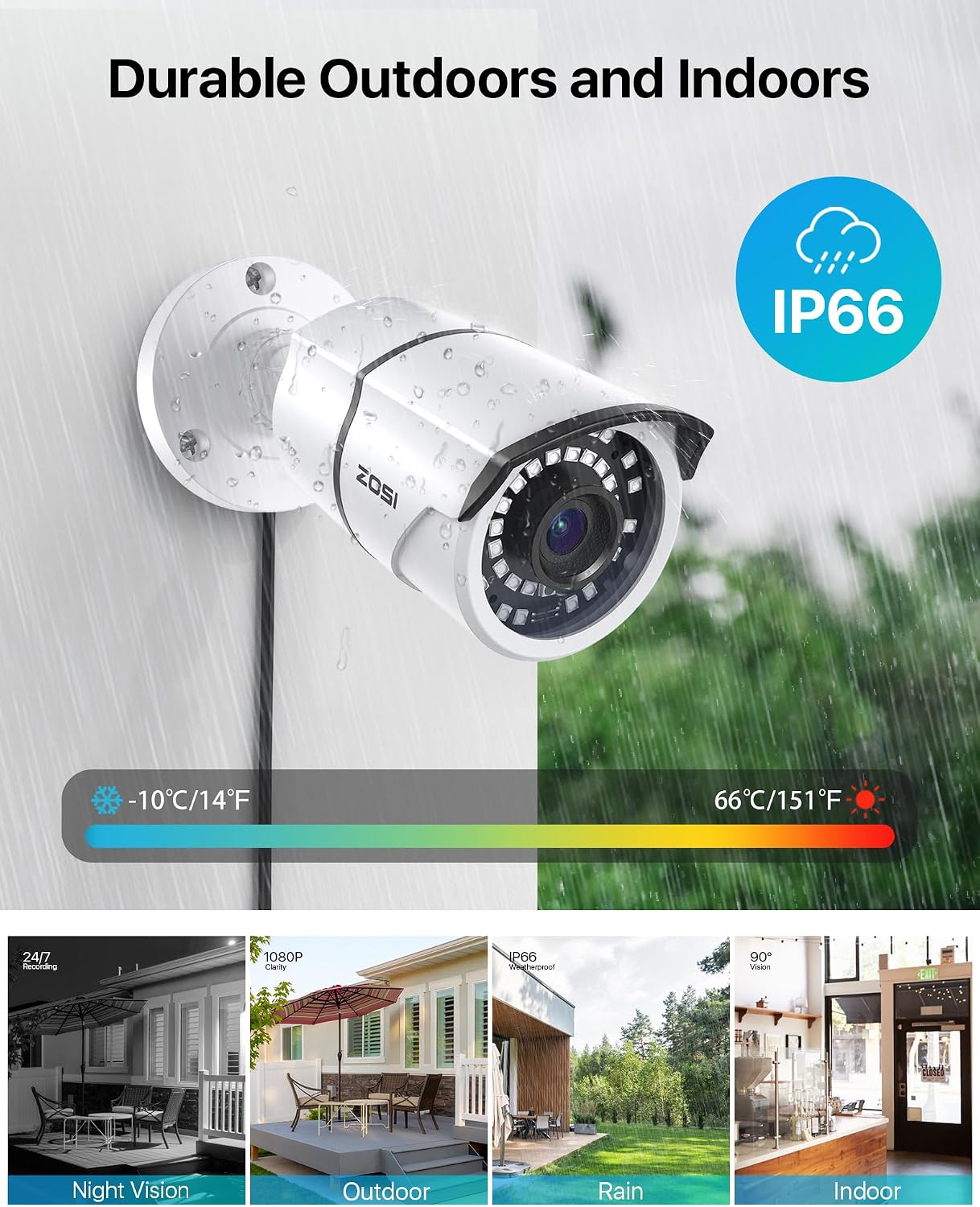 Thumbnail 1 de ZOSI 1080p Security Bullet Camera 120ft IR