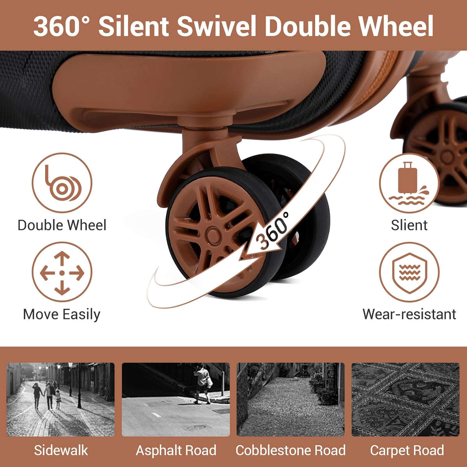 Thumbnail 4 de Kono Suitcase Lightweight ABS+PC Hard Shell Cabin Case with TSA Lock & 360° Wheels
