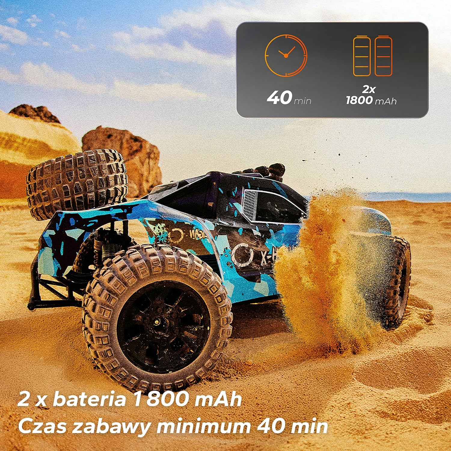 Detalle 2 de Overmax X-HOOLIGAN – samochód RC 1:10, napęd 4x4 i prędkość do 35 km/h