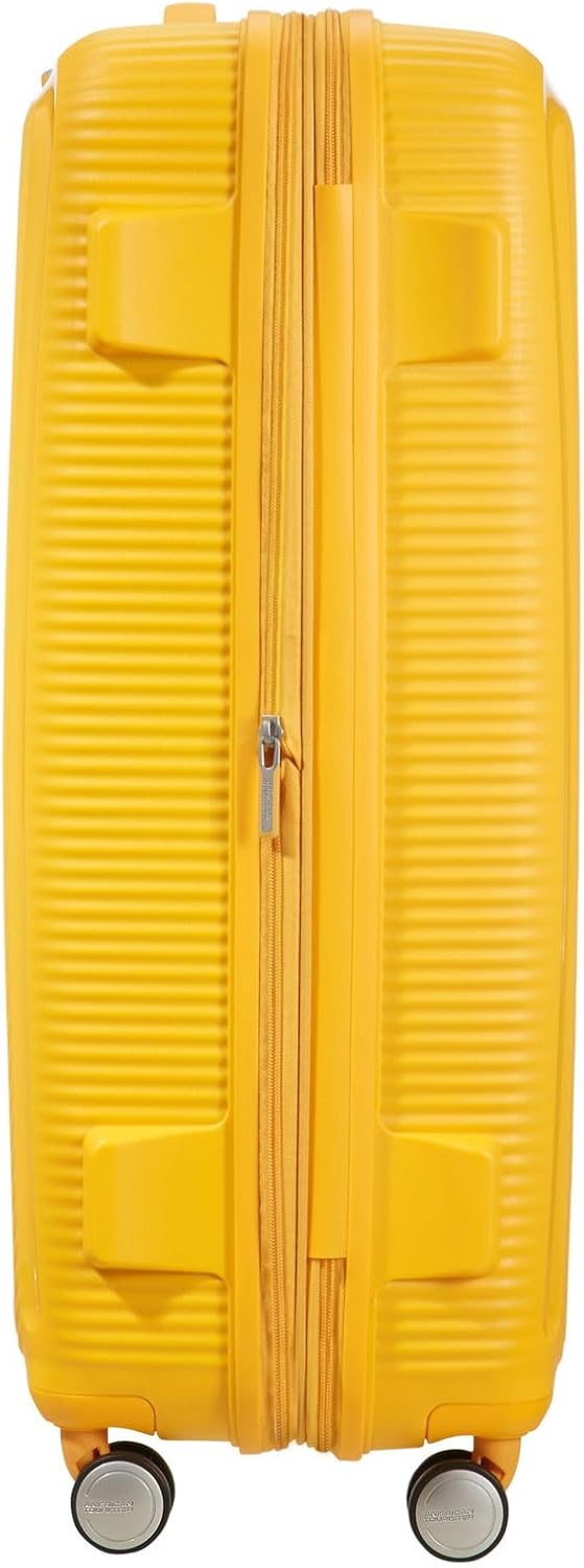 Detalle de American Tourister Soundbox Hard Shell Suitcase 77 cm (Large, 4-wheel spinner, TSA lock) – Golden Yellow