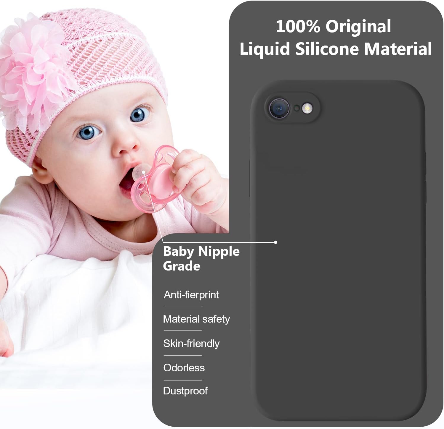 Thumbnail 6 de Vooii Liquid Silicone Case for iPhone SE (2022/2020) & iPhone 8/7 — Black