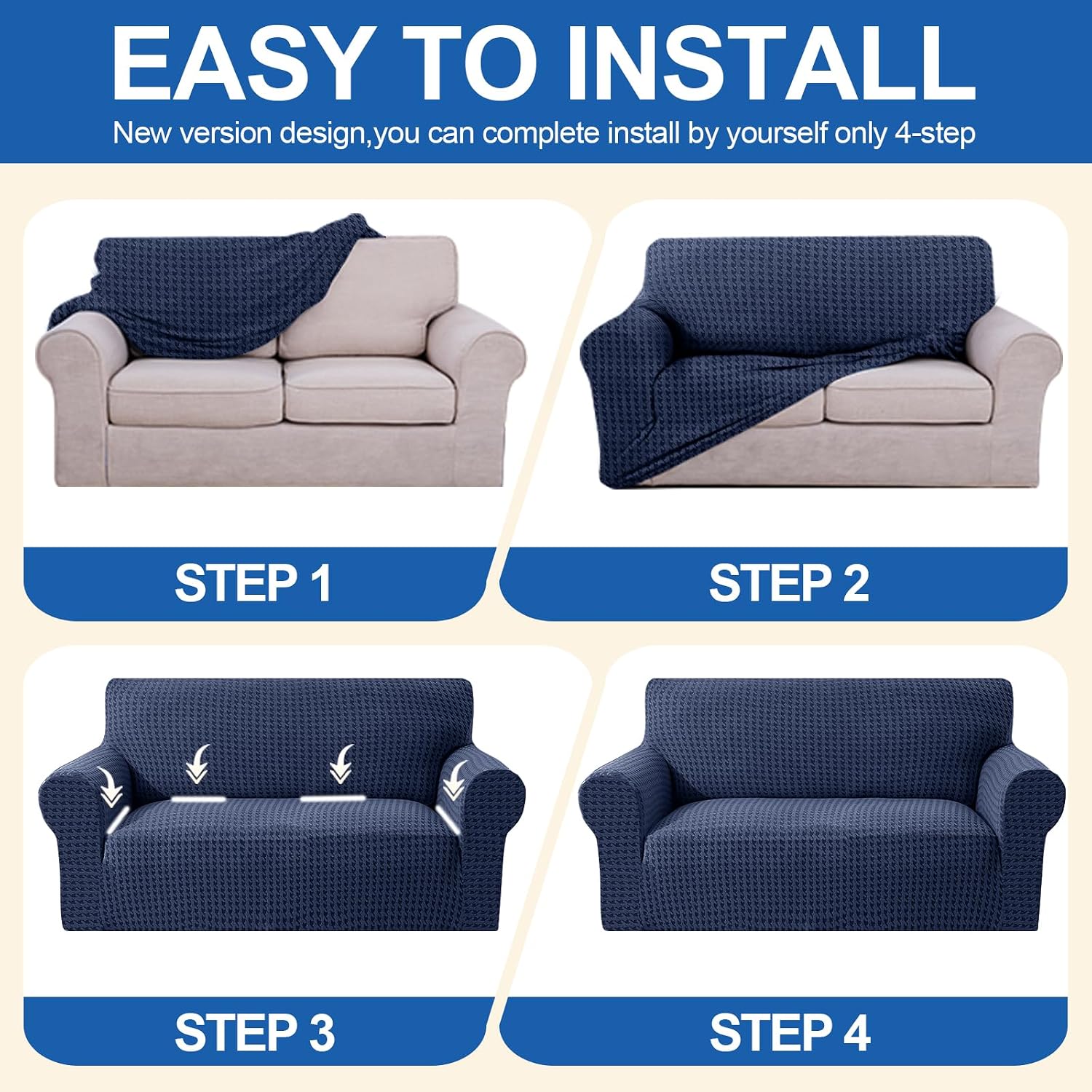 Thumbnail 6 de YSTELLAA Elasticas Funda Sofa 3 Plazas Azul Oscuro