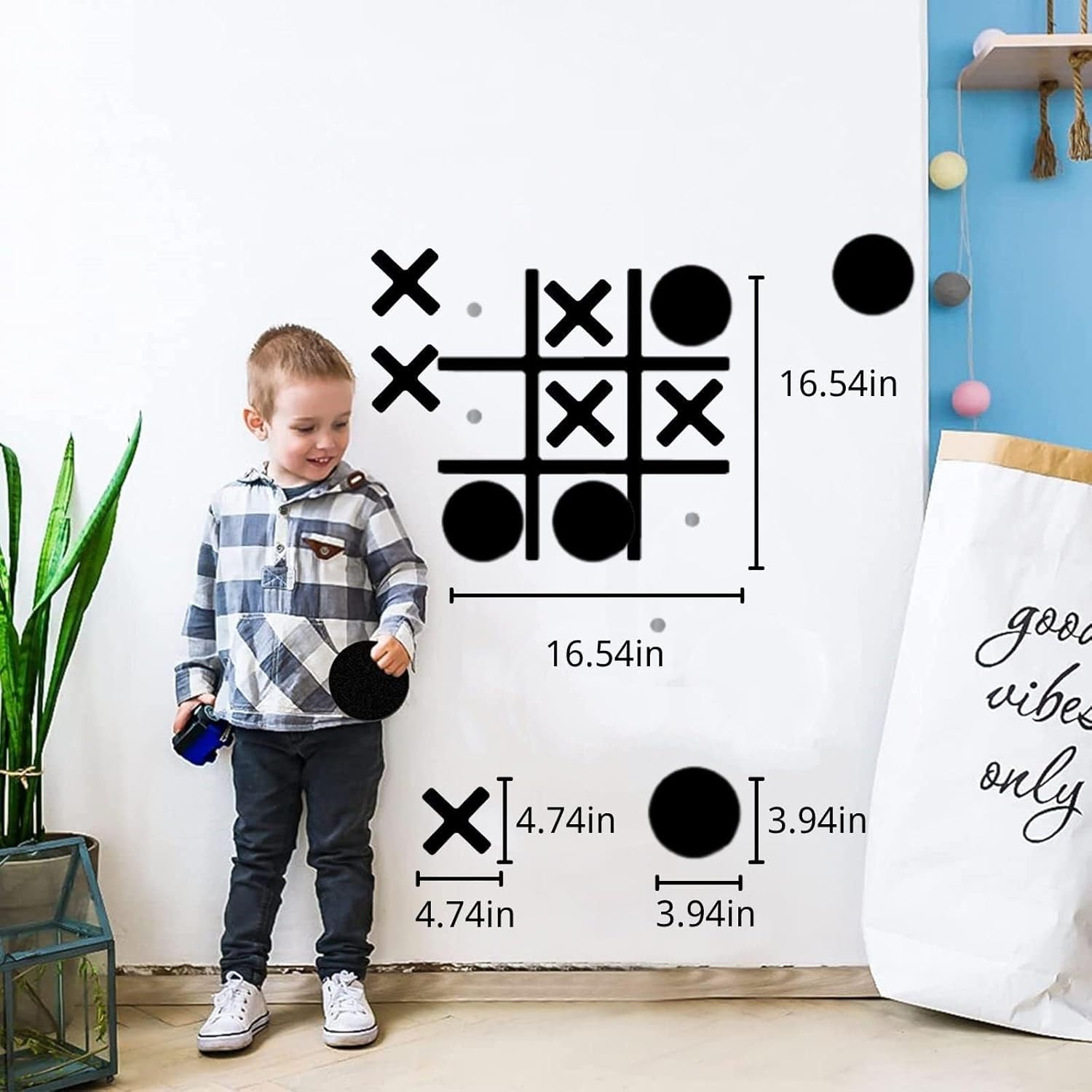 Thumbnail 2 de DUOLIYBC Magnetic Tic Tac Toe Wall-Mount Game (Black)