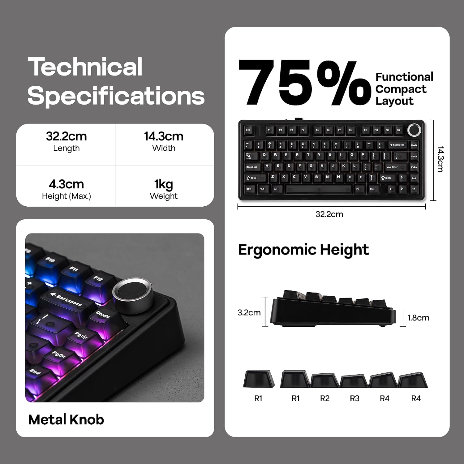Thumbnail 6 de EPOMAKER X Aula F75 75% Wireless Gaming Keyboard (Pink) — Compact, Quiet, and Fully Customizable