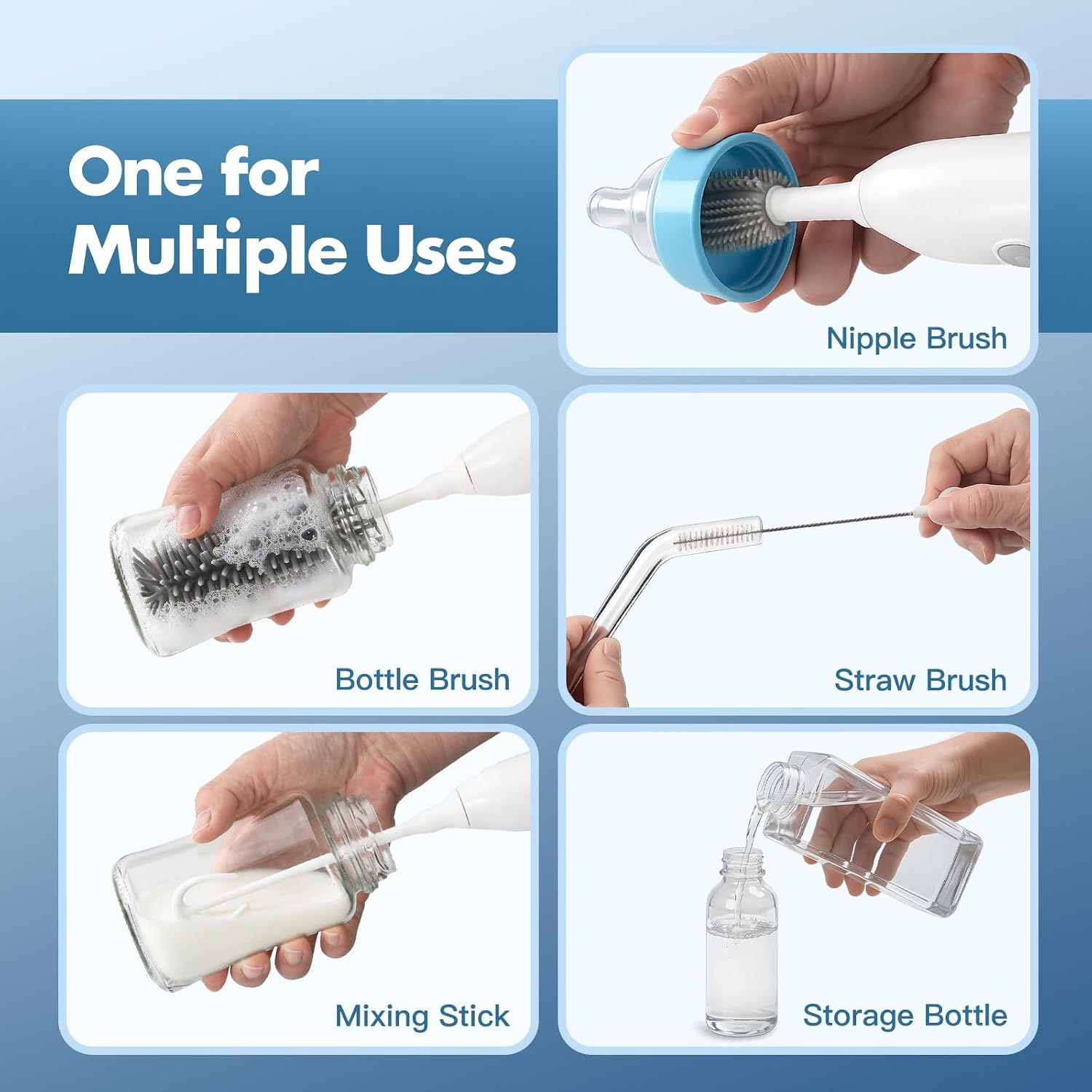 Thumbnail 3 de Electric Baby Bottle Brush Set with Brushless Motor and Wall-MMounted Storage – Grey