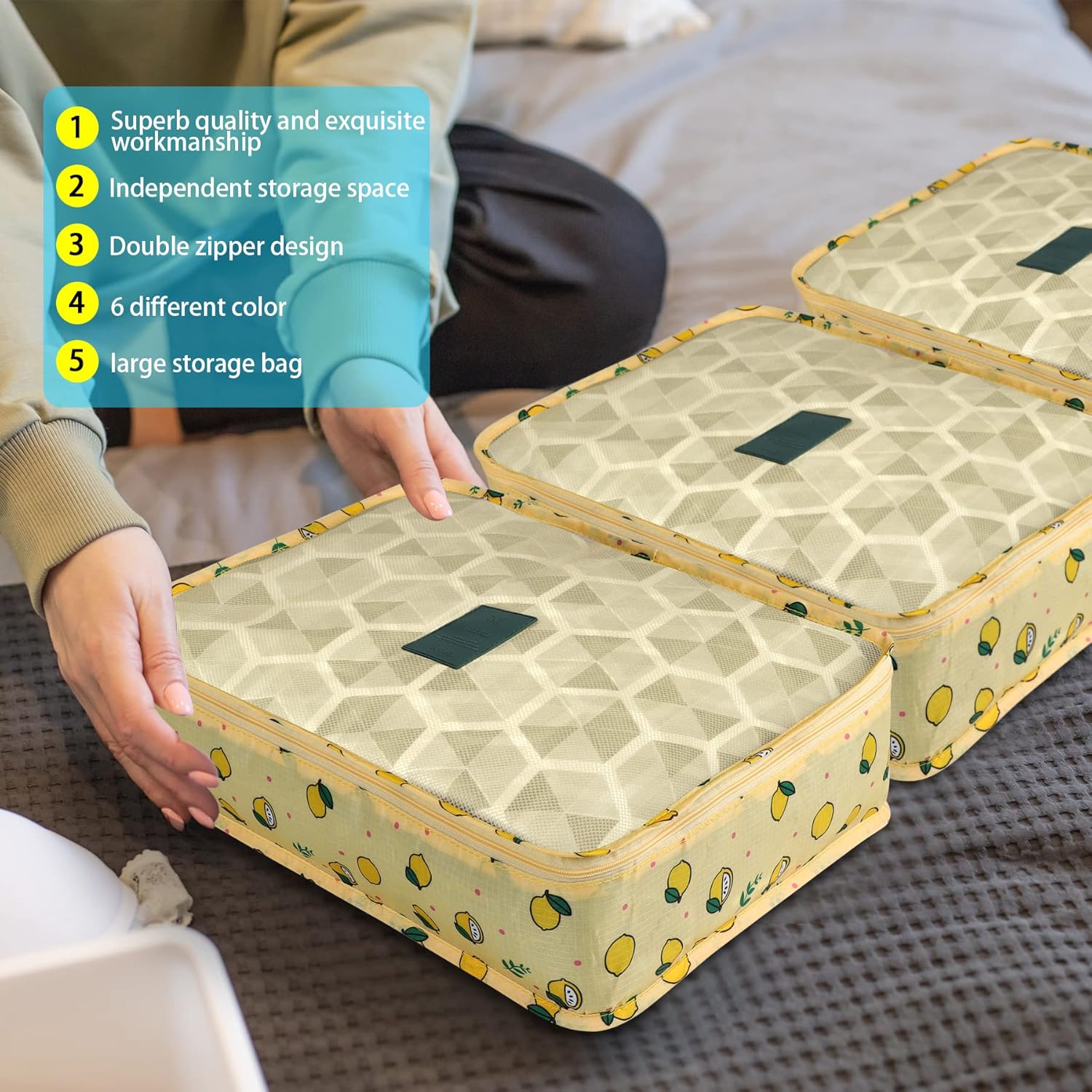 Detalle de Coolzon Packing Cubes Koffer Organizer – 8-teiliges Set, Gelb