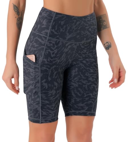 Thumbnail 4 de JOYSPELS Women's High Waist Cycling Shorts with Pockets – Grey Textures (Size L)