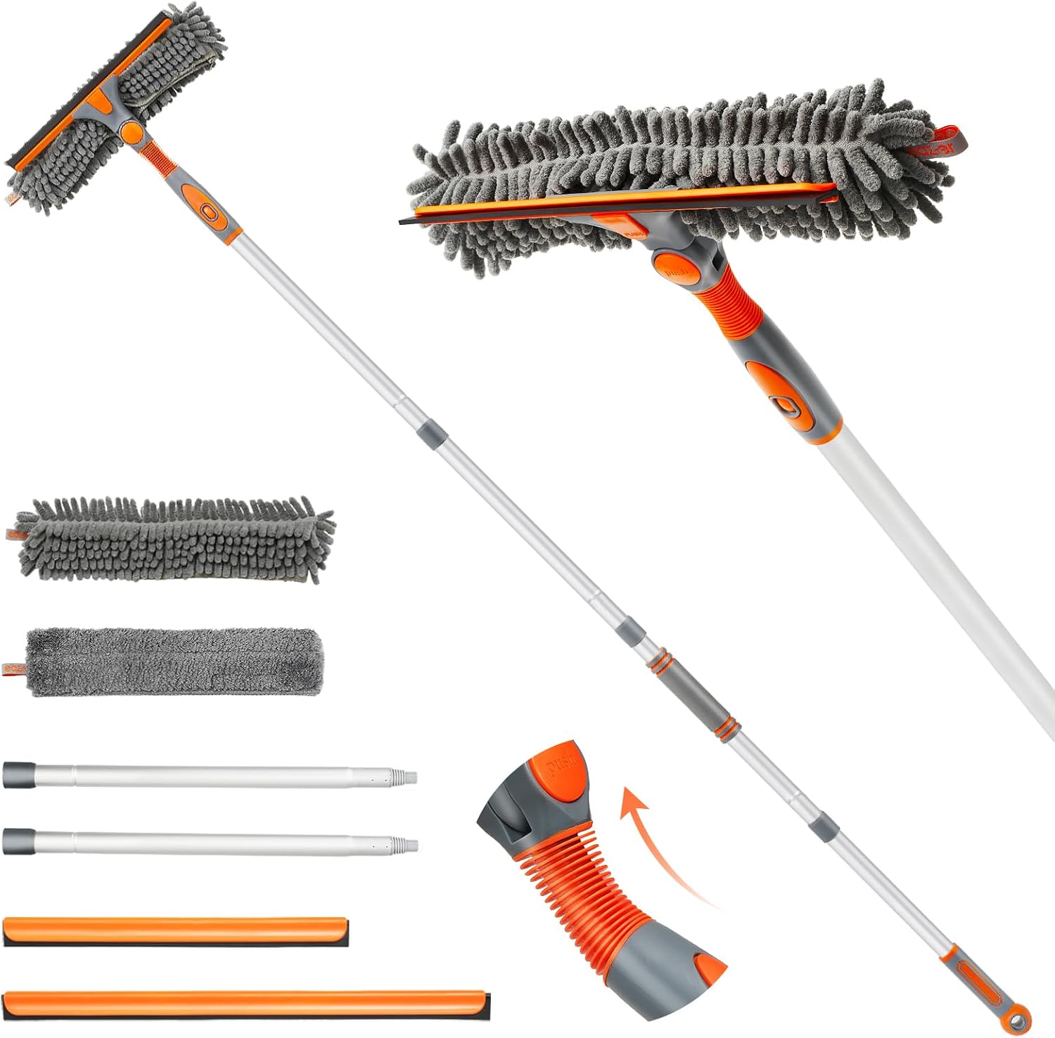 Detalle de Eazer 89'' Squeegee Window Cleaner 2-in-1 Rotatable Tool Kit with Extension Pole