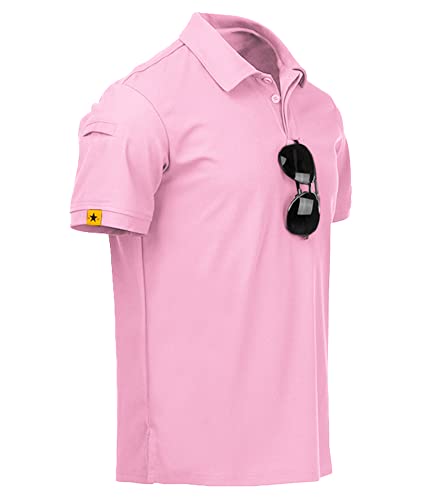 Detalle de JACKETOWN Polo Homme à Manches Courtes – Séchage Rapide et Respirant, T-shirt sport Polo regular fit (Pink XL)