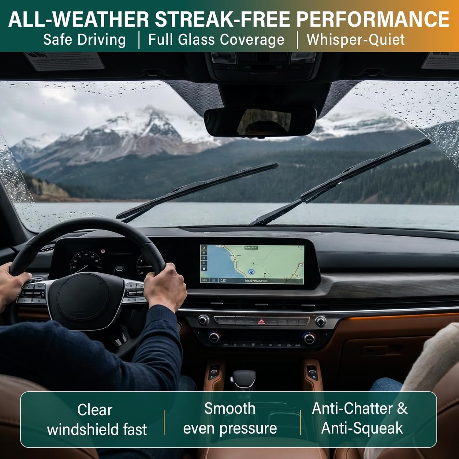 Detalle de KVQ Windshield Wiper Blades Replacement for Hyundai Palisade (2020–2025) — 3-Piece OEM-Style Set