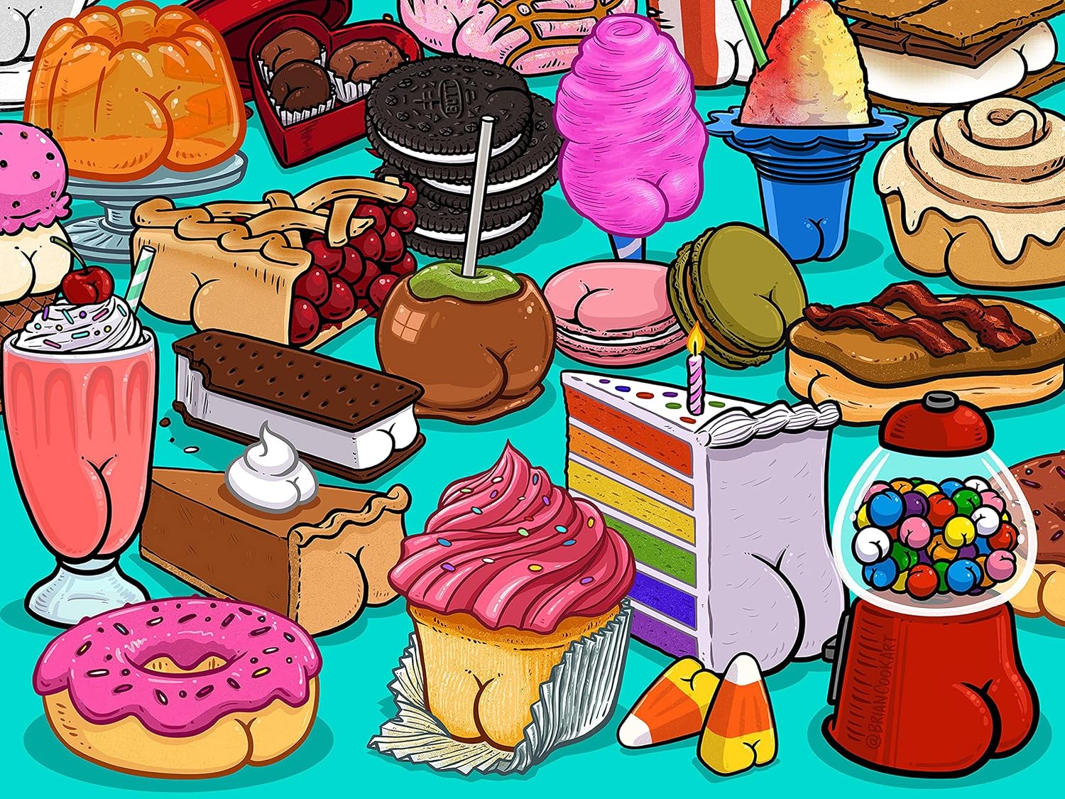Detalle de Ceaco Brian Cook Butts on Things Sweet Cheeks 500-Piece Jigsaw Puzzle